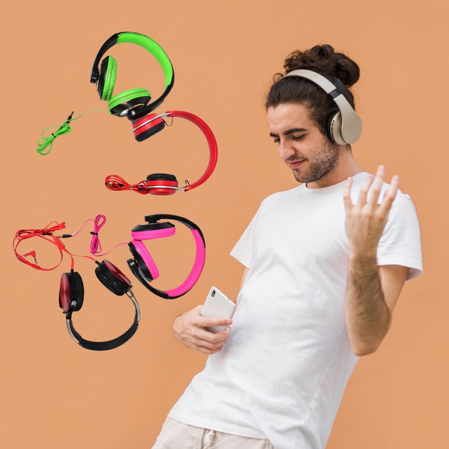6389 Wired On Ear Headphones With Mic With 3.5 Mm Drivers, In-Built Noise Cancelling, Foldable And Adjustable For Laptop/ Pc / Office / Home