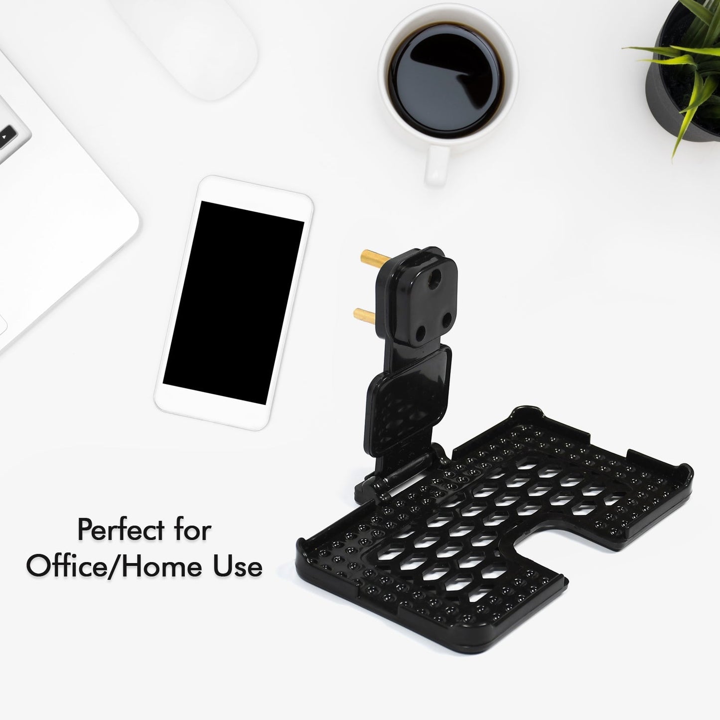 6496B Multi-Purpose Wall Holder Stand for Charging Mobile Just Fit in Socket and Hang ( Black )