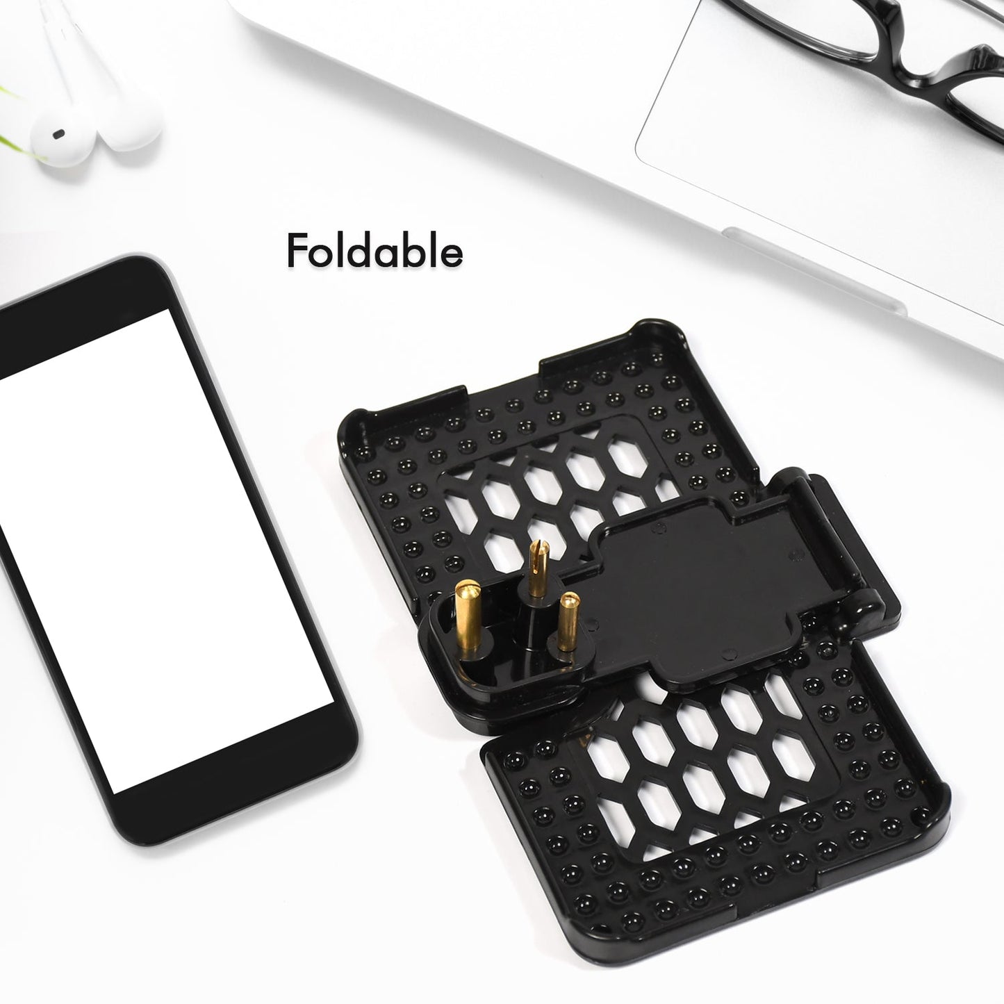 6496B Multi-Purpose Wall Holder Stand for Charging Mobile Just Fit in Socket and Hang ( Black )