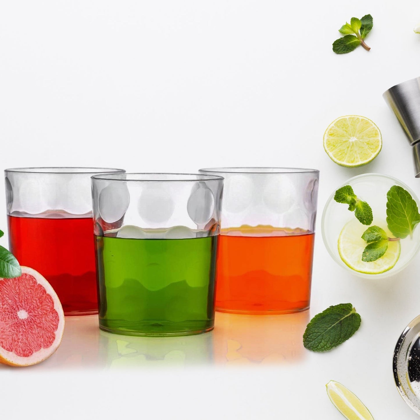 2340A Magic Glass Clear Glass Bubble Water Juice Glasses Round Dotted, Mocktail Juice Unbreakable Fibre Polycarbonate Polymer Plastic Unbreakable with Design Drinking Glass