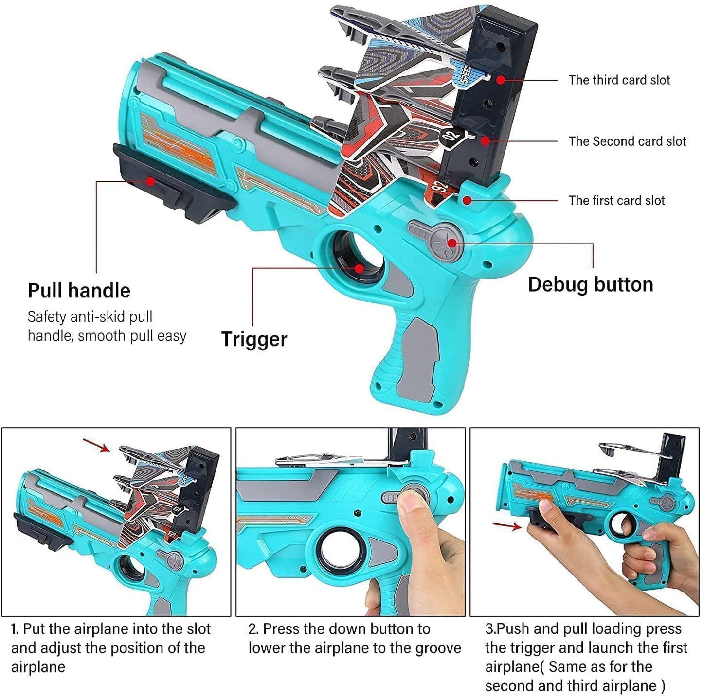 4413A Airplane Launcher Gun Toy with Foam Glider Planes, Outdoor Games for Children, Best Aeroplane Toys for Kids, Air Battle Gun Toys ( 5 Plane Include )