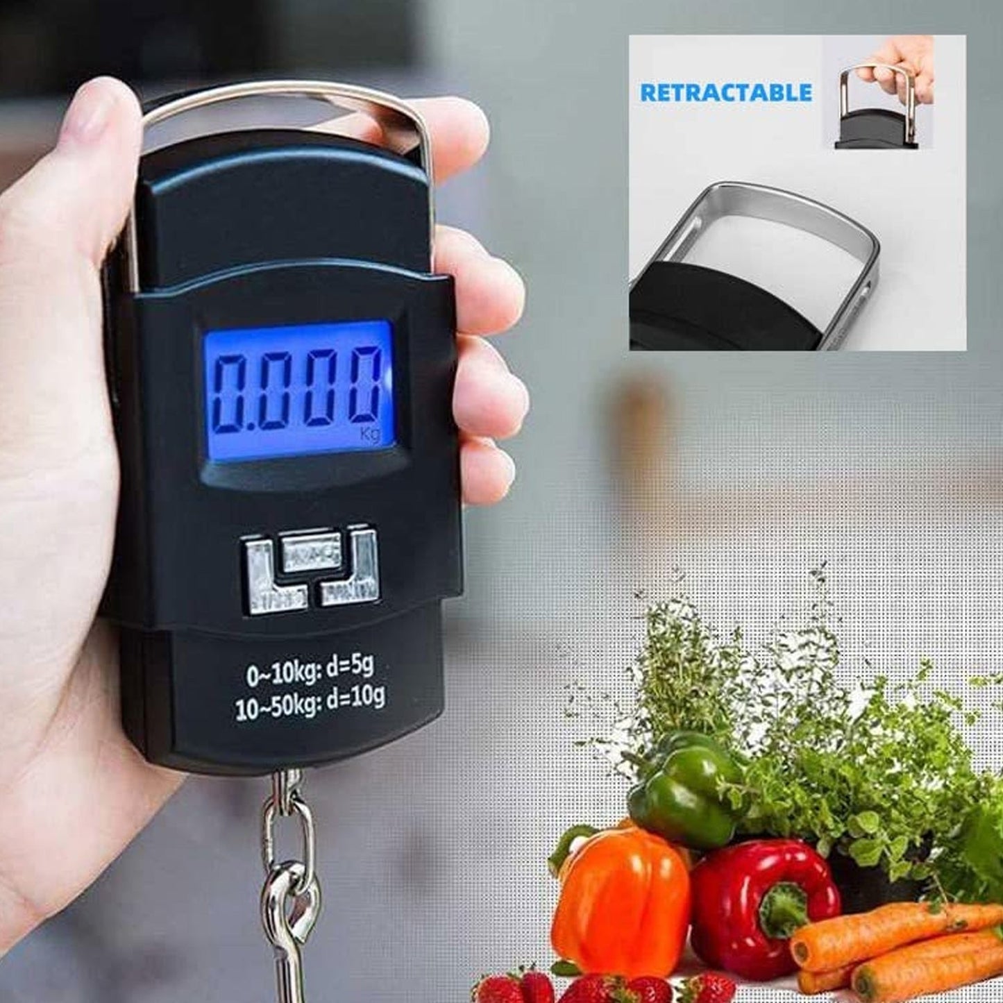 Digital Portable Hook Type Weighing Scale (50 kg, Multicolor)