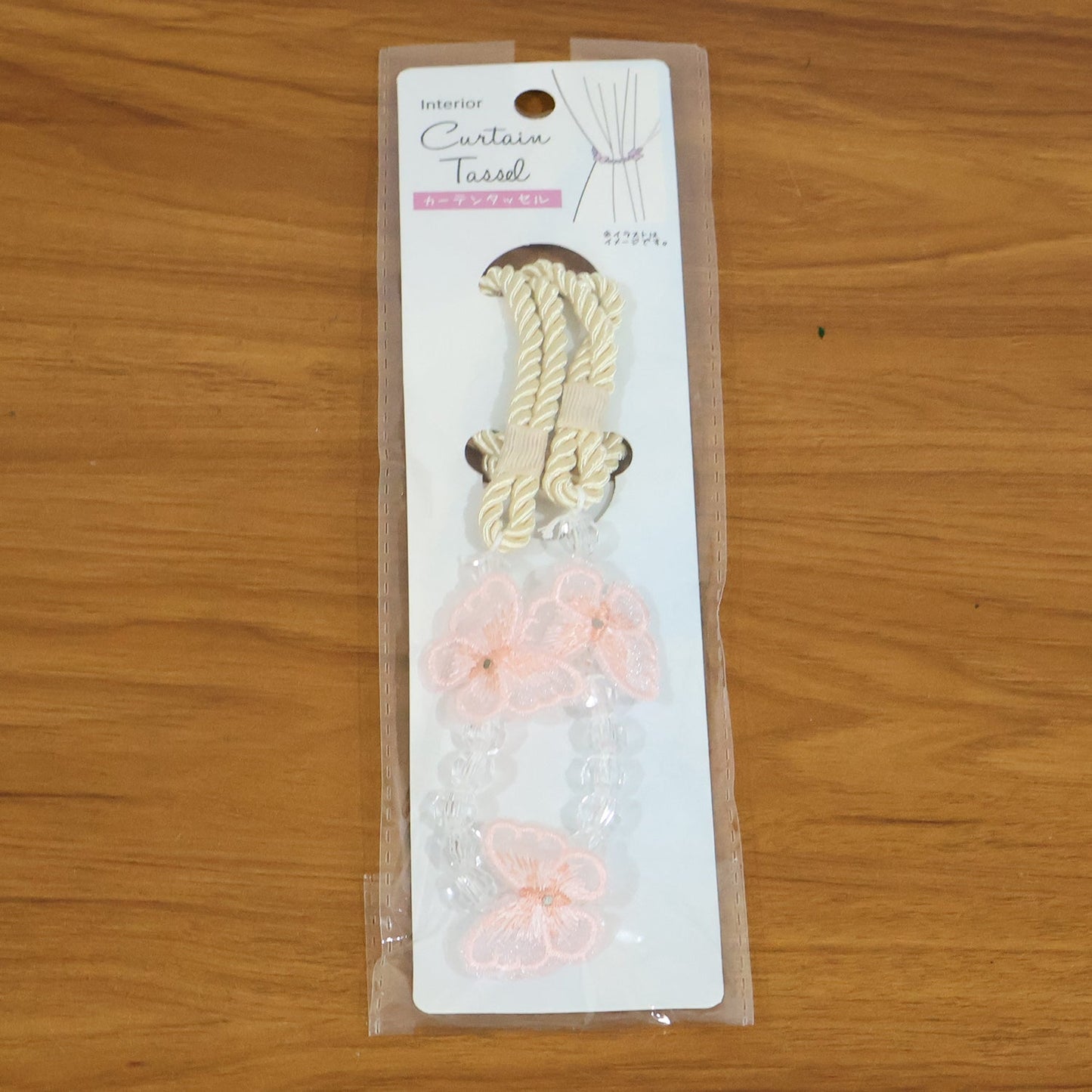 Fancy floral curtain holder with crystal bead embellishments