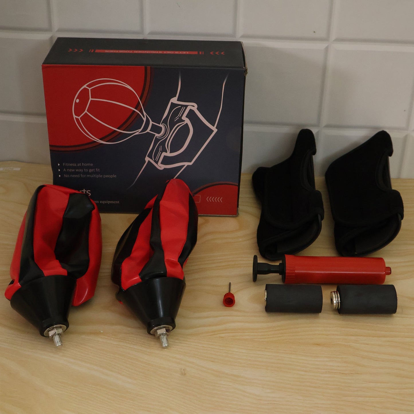 Live photo of inflatable reflex punching bag set