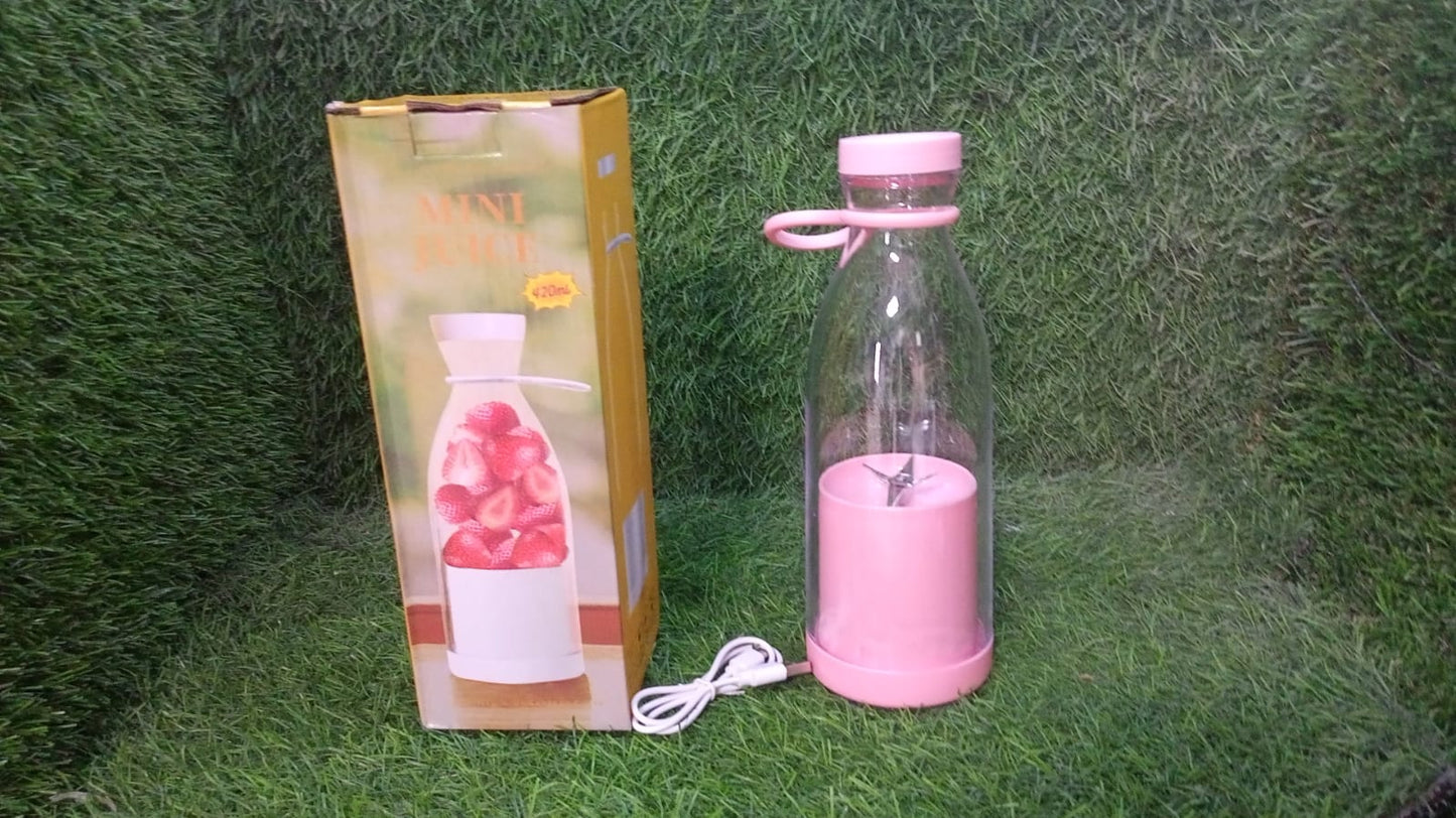 A BLENDER PORTABLE JUICER FOR SMOOTHIE , JUICE , VEGETABLE SHAKES WITH 6 BLADES WIRELESS CHARGING MINI PERSONAL SIZE MIXER BOTTLE GRINDER, 420 ML MULTICOLOR