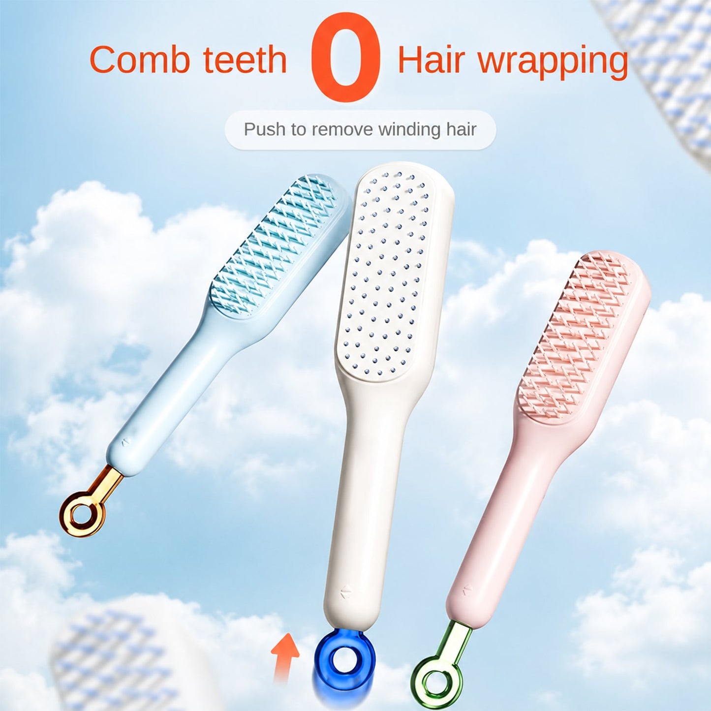 Self Cleaning Massage Comb Detangling Hair Brush for Scalp (1 Pc)
