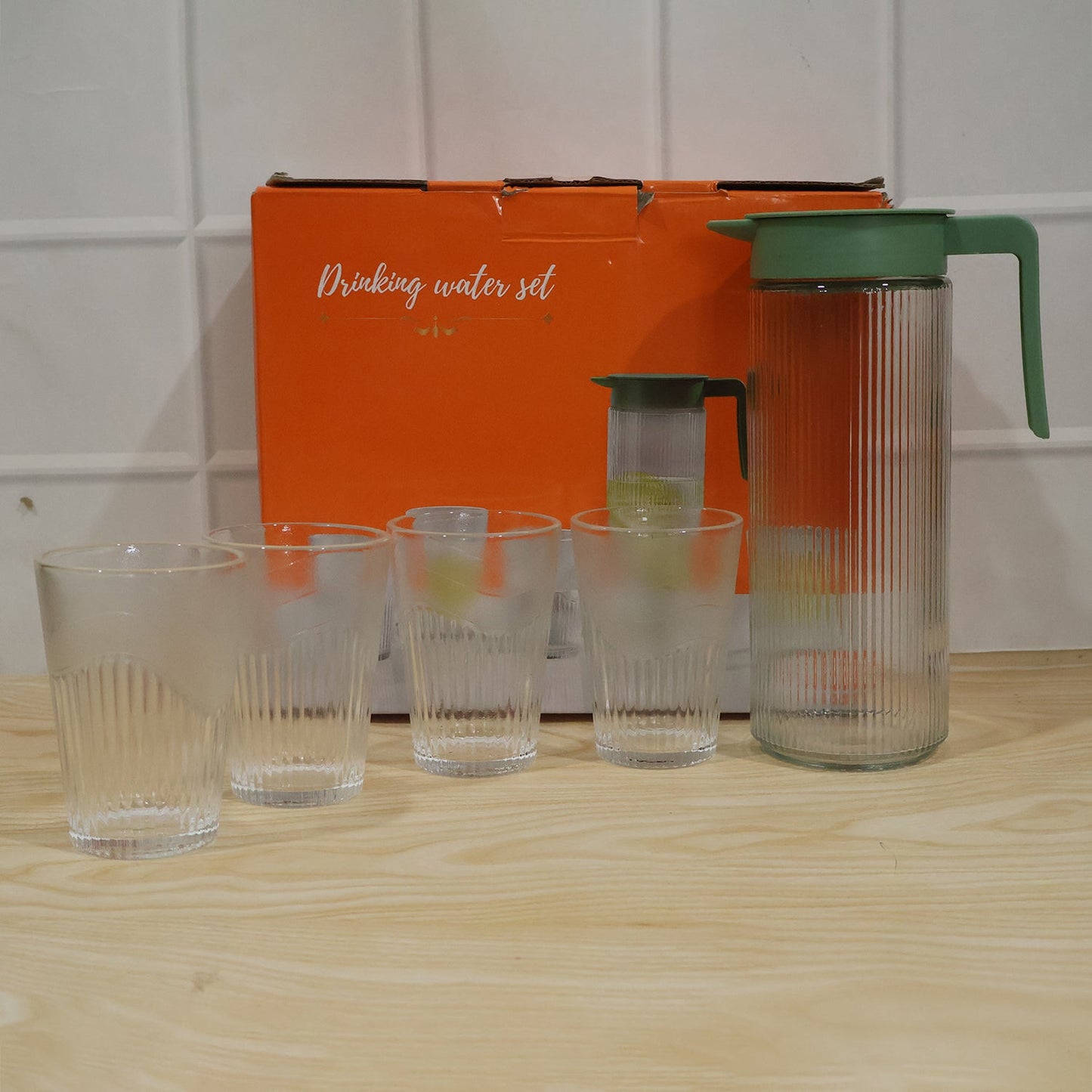 Glass carafe set juice serving