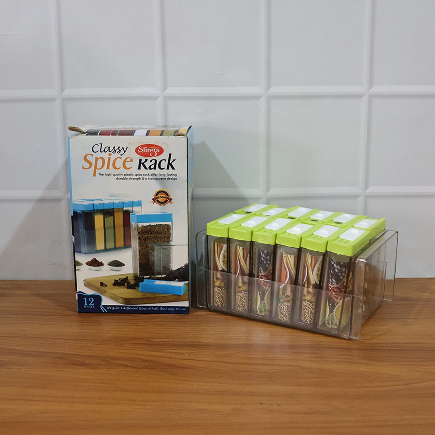 Multi-spice transparent rack for organized kitchen spice storage