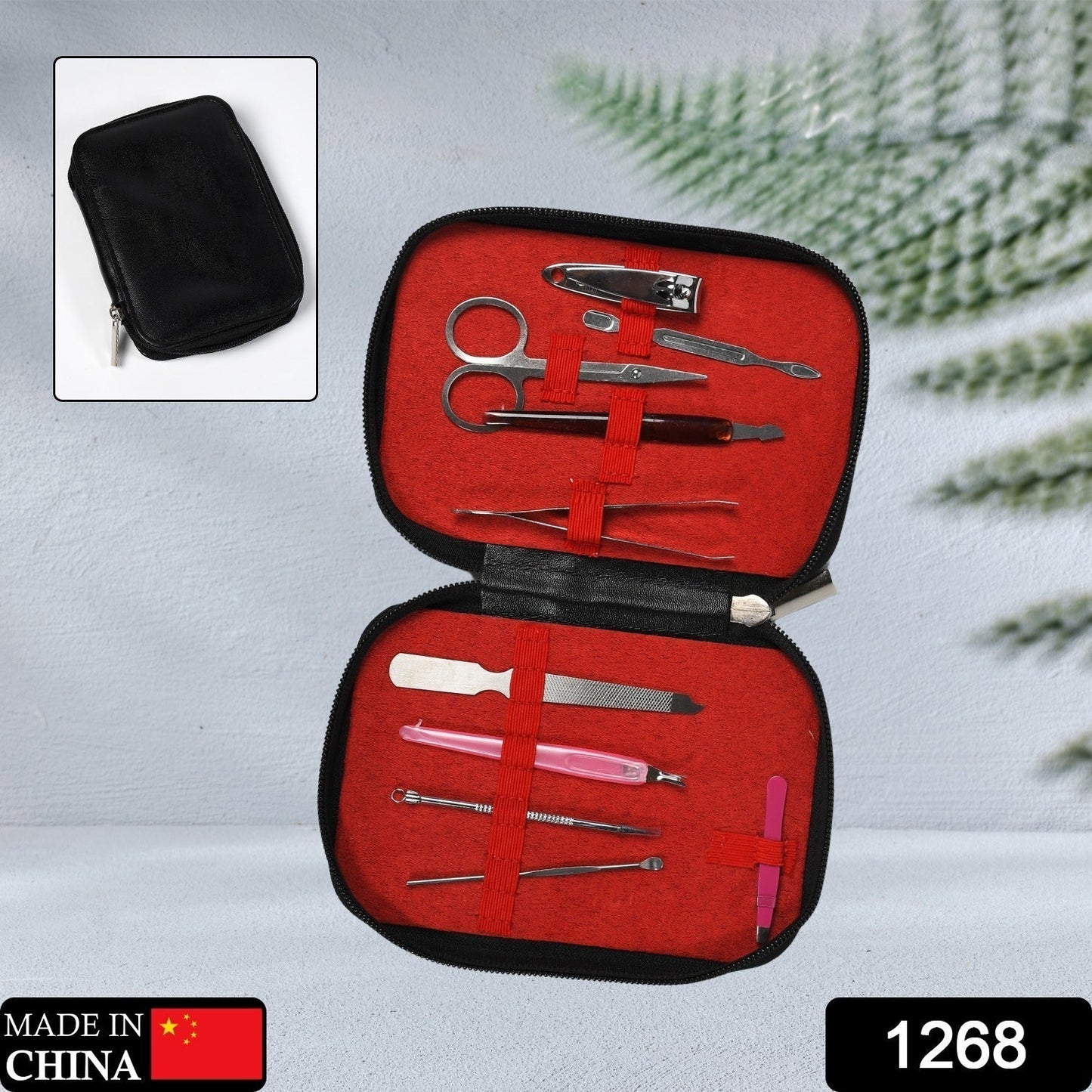 1268 Manicure Pedicure Kit Steel Kit Stainless Steel Manicure Kit Professional Grooming Care Tools For Men & Women Care (10 tool )