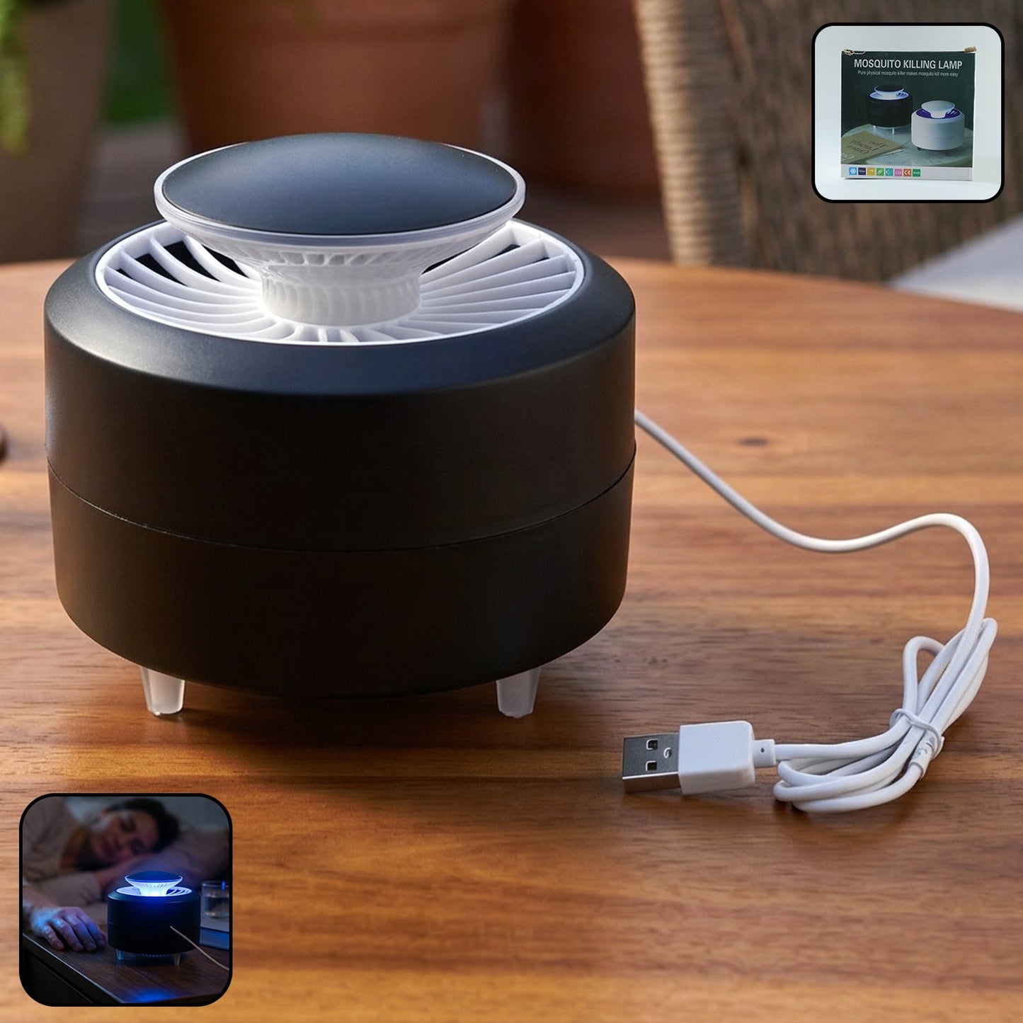 USB powered mosquito killer lamp on table