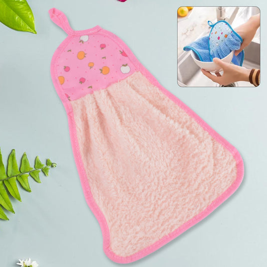 Microfiber kitchen towel with loop hanging for quick drying