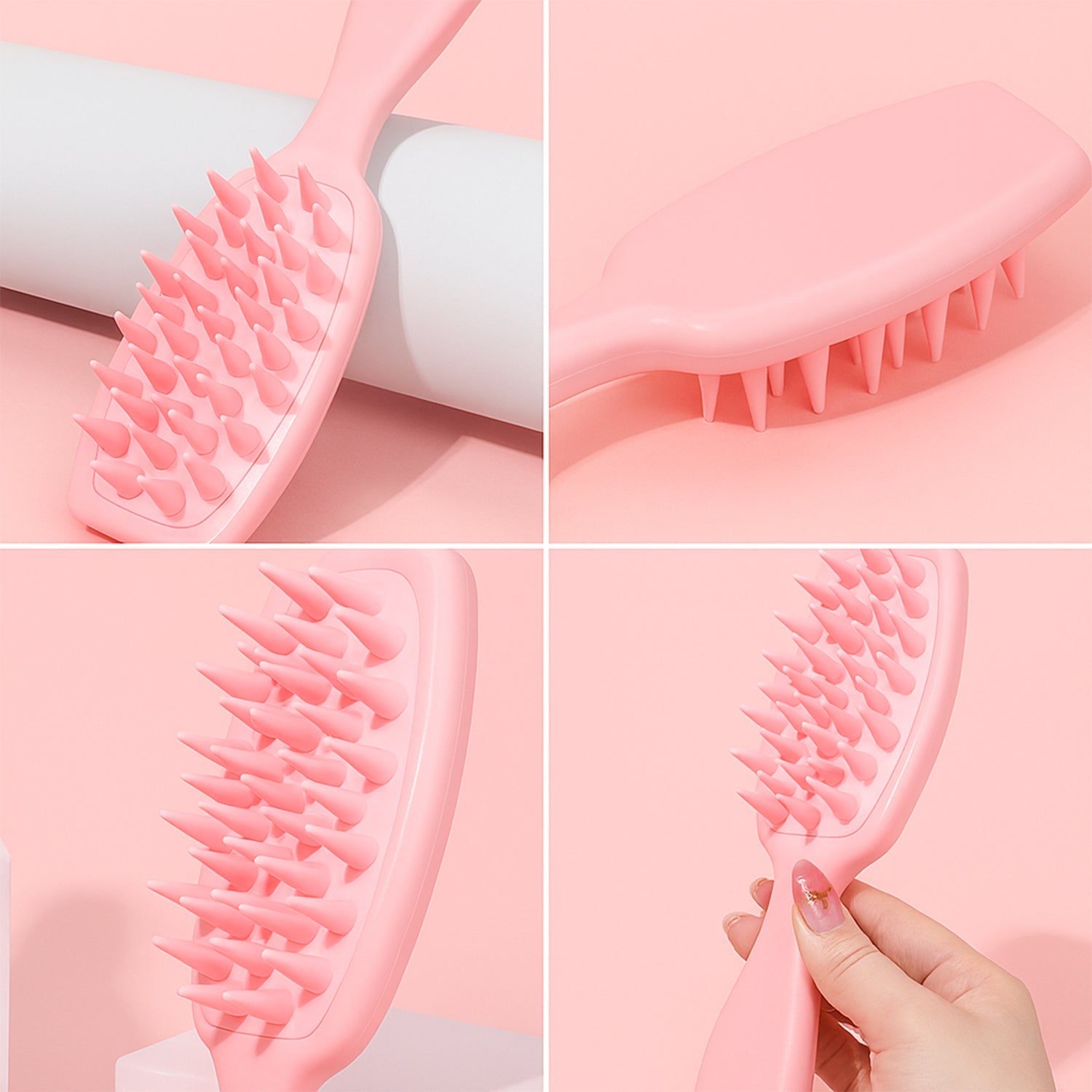 Top view of multipurpose silicone scalp massager brush