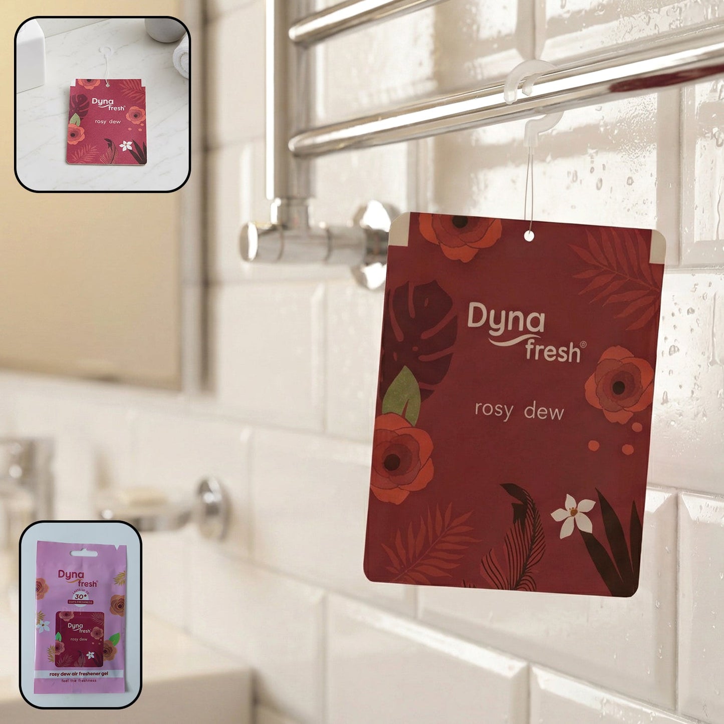 Dyna fresh rosy dew hanging air gel with floral fragrance