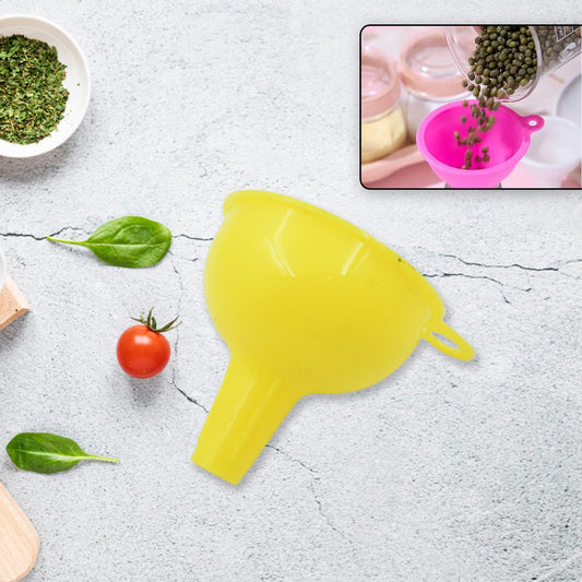 Food-grade silicone funnel for easy liquid and grain transfer in the kitchen.