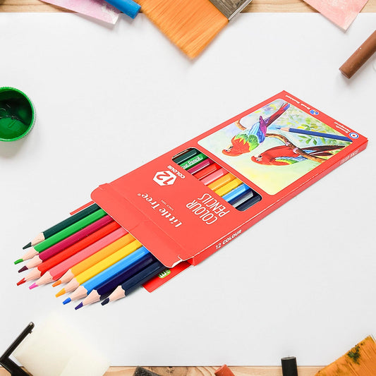 Vibrant 12-piece colored pencils set displayed for art and drawing.