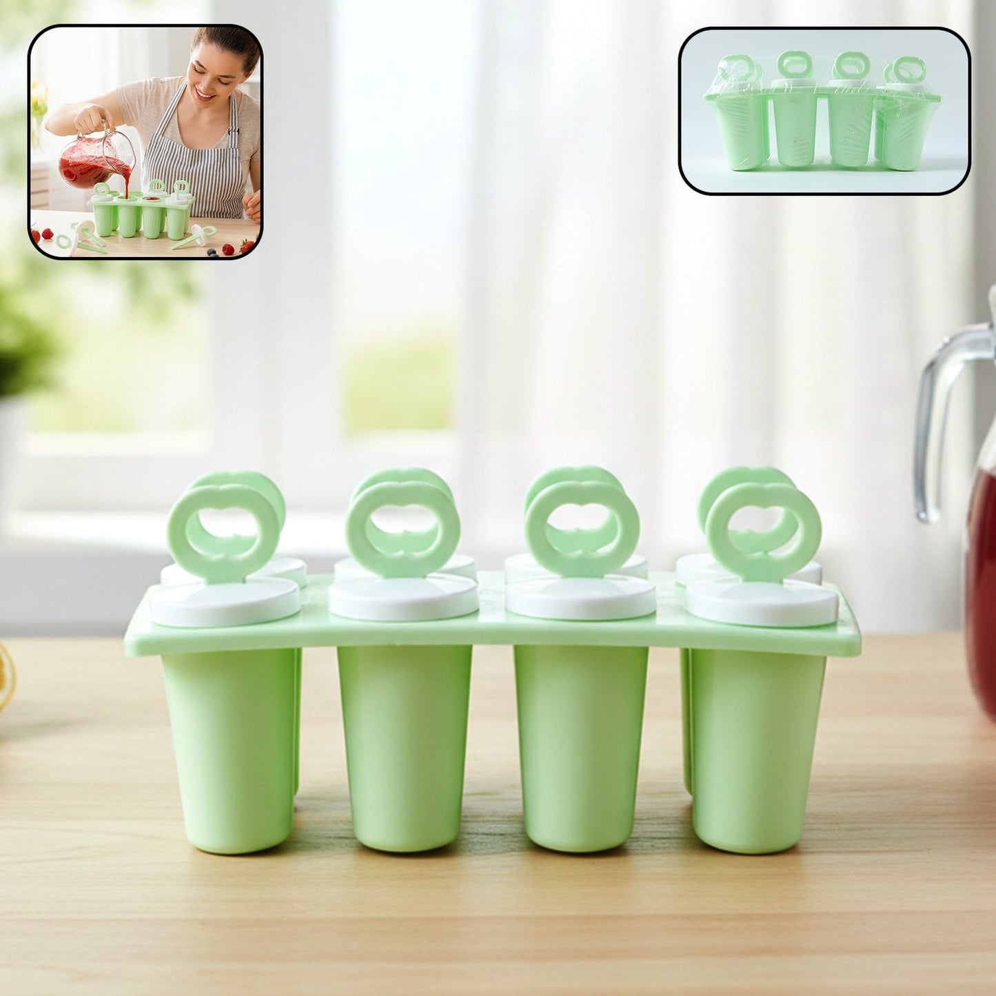 Plastic popsicle mold set for homemade ice treats