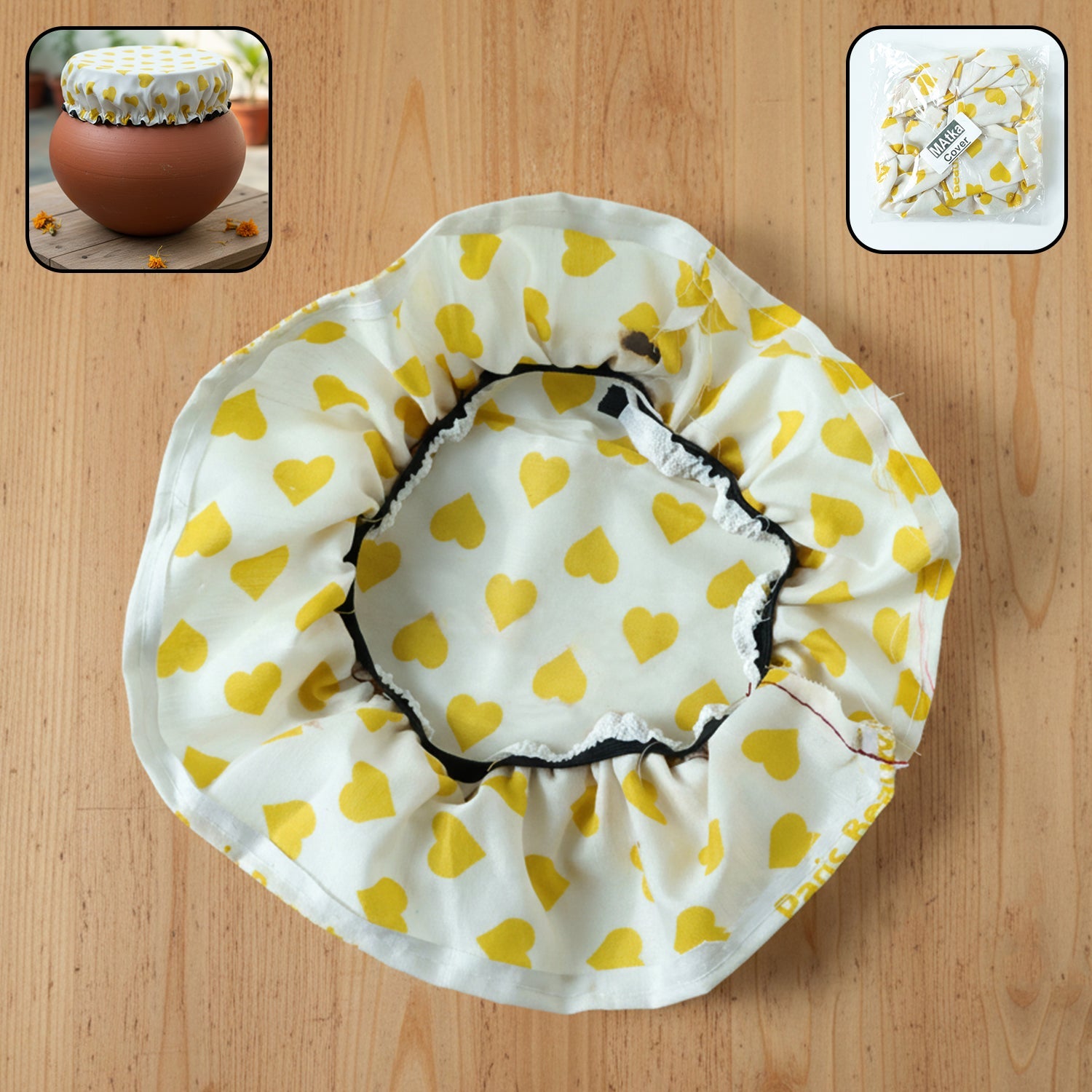 Premium elasticated cotton matka cover protecting earthen pot