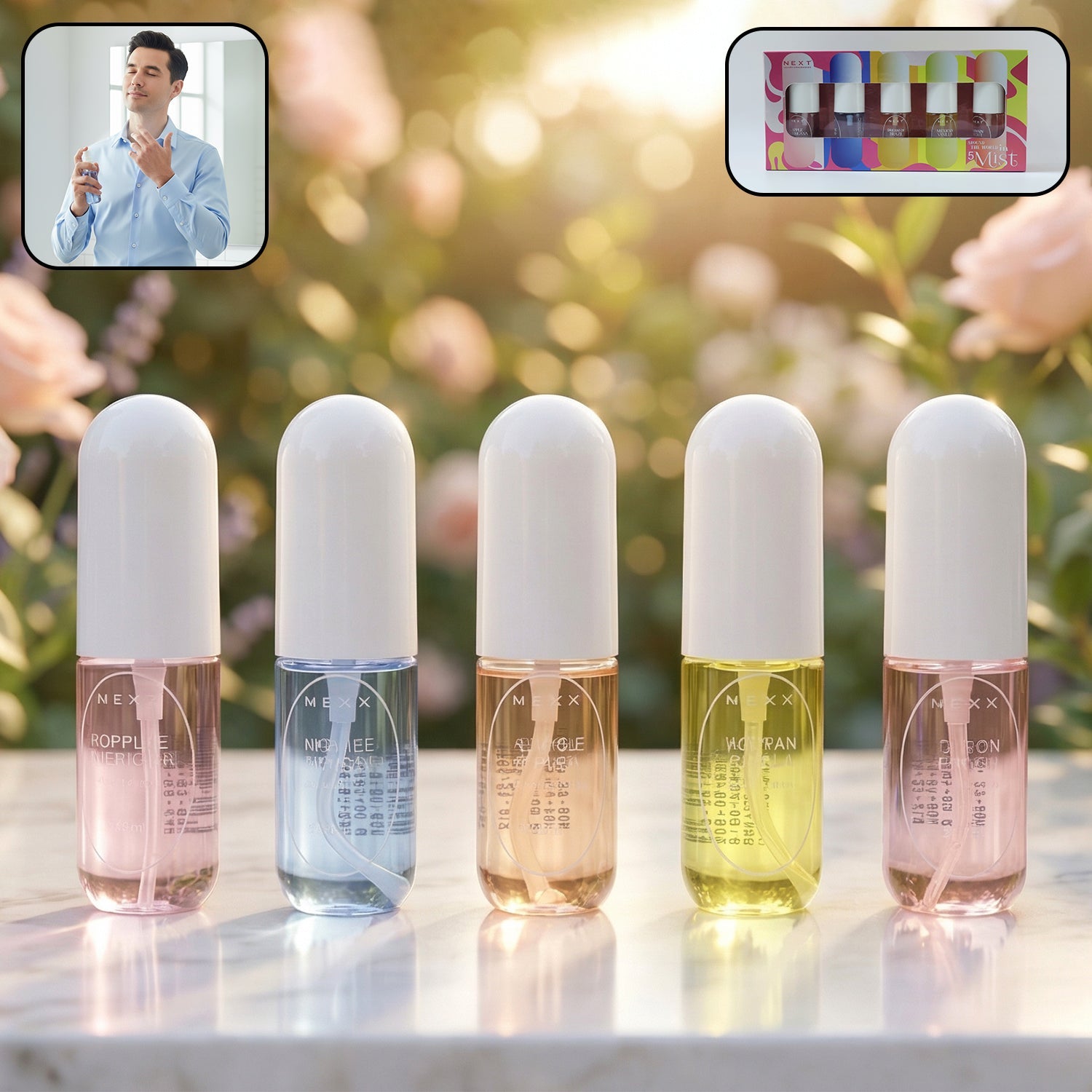Next Mist luxury fragrances mini perfume spray gift set 5 pc 30 ml each