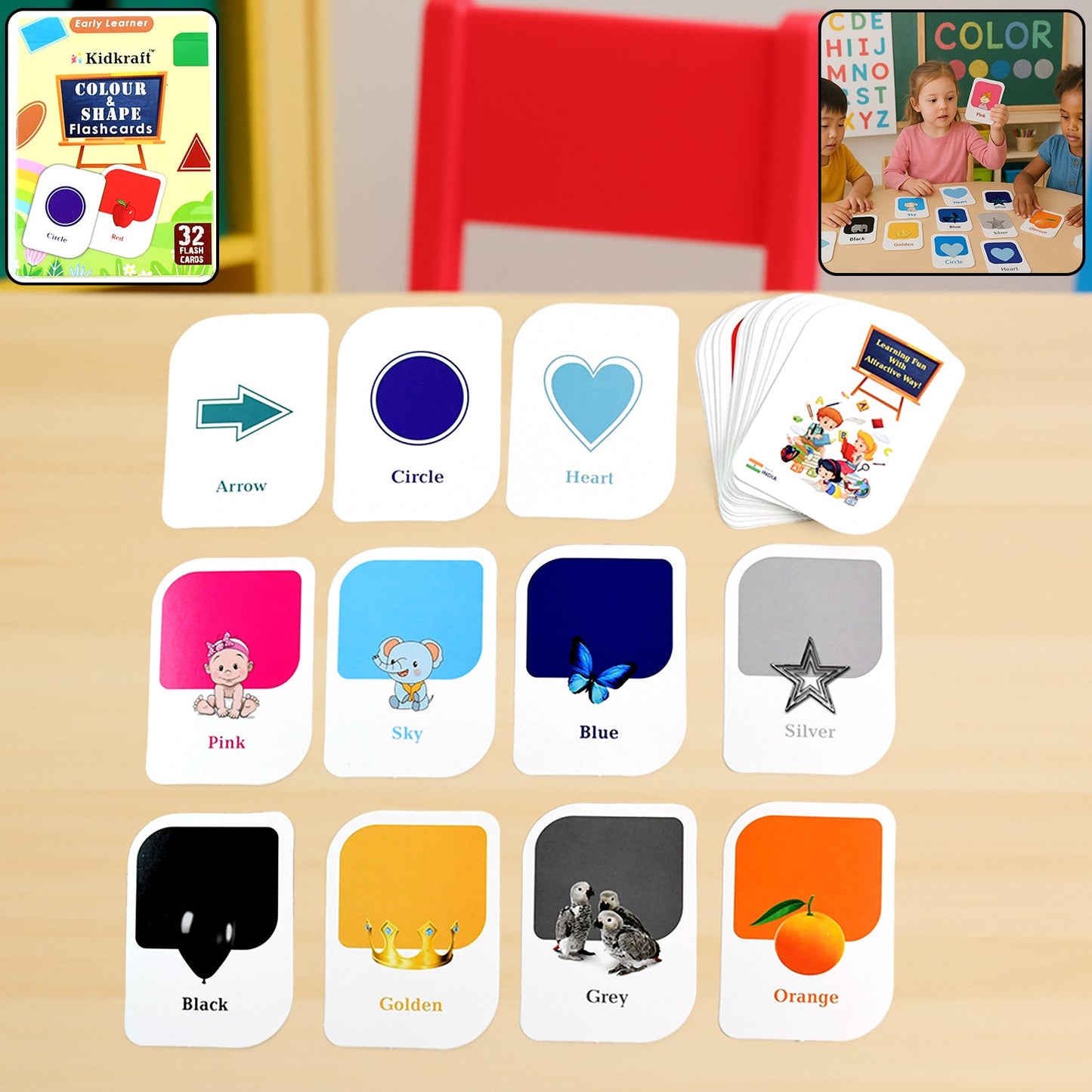 Kidkraft Color & Shape Flashcards with bright visuals for early learning