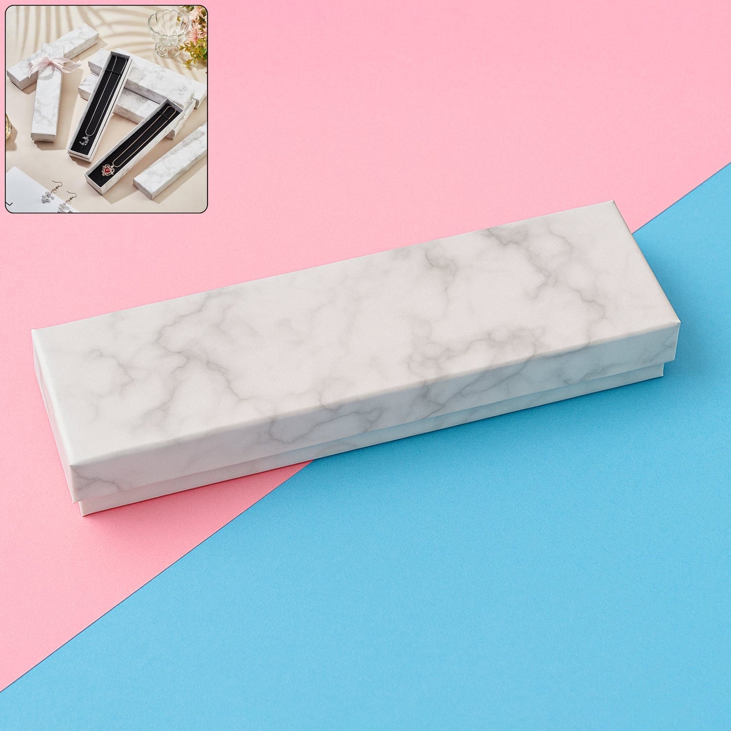 Open empty luxury jewelry gift box showing black velvet insert, ideal for bracelets or bangles.