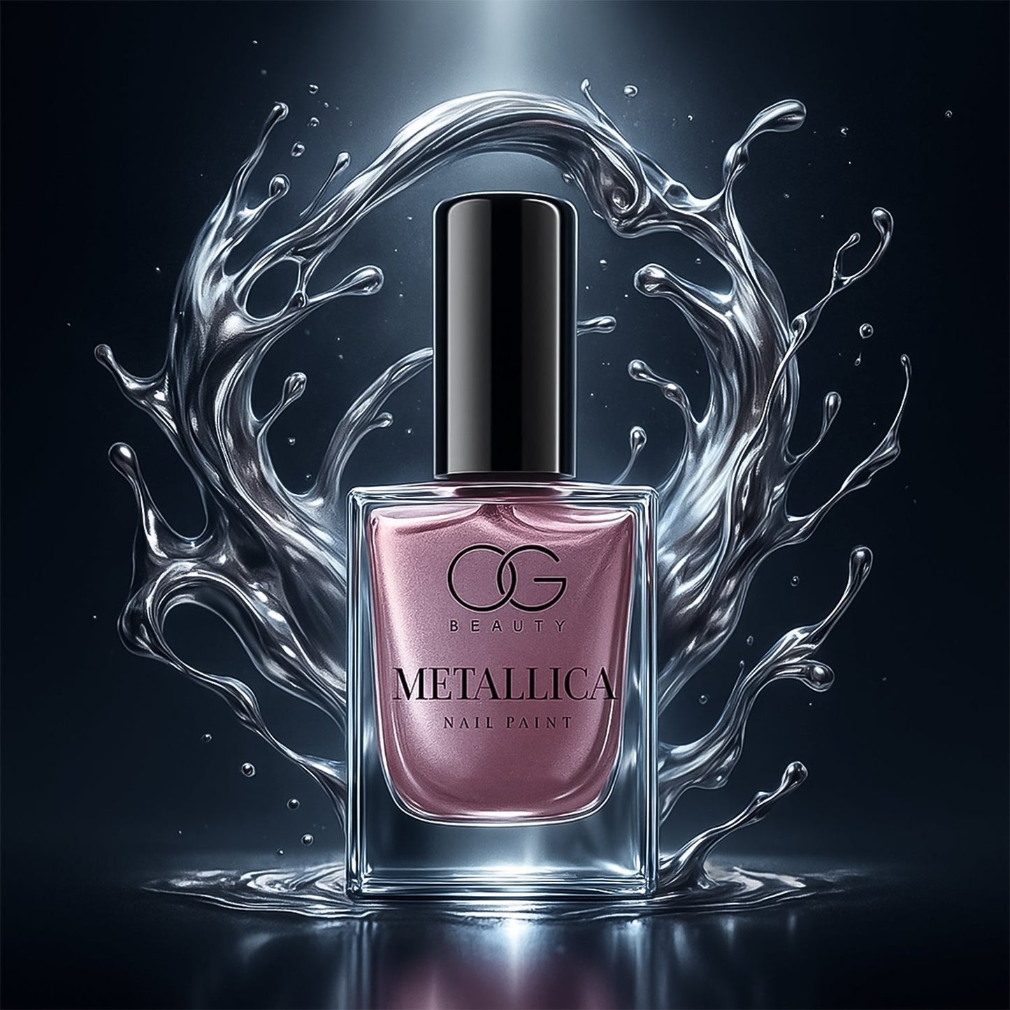 Bottle of Purple Metallica Nail Polish with shimmering opal purple shade