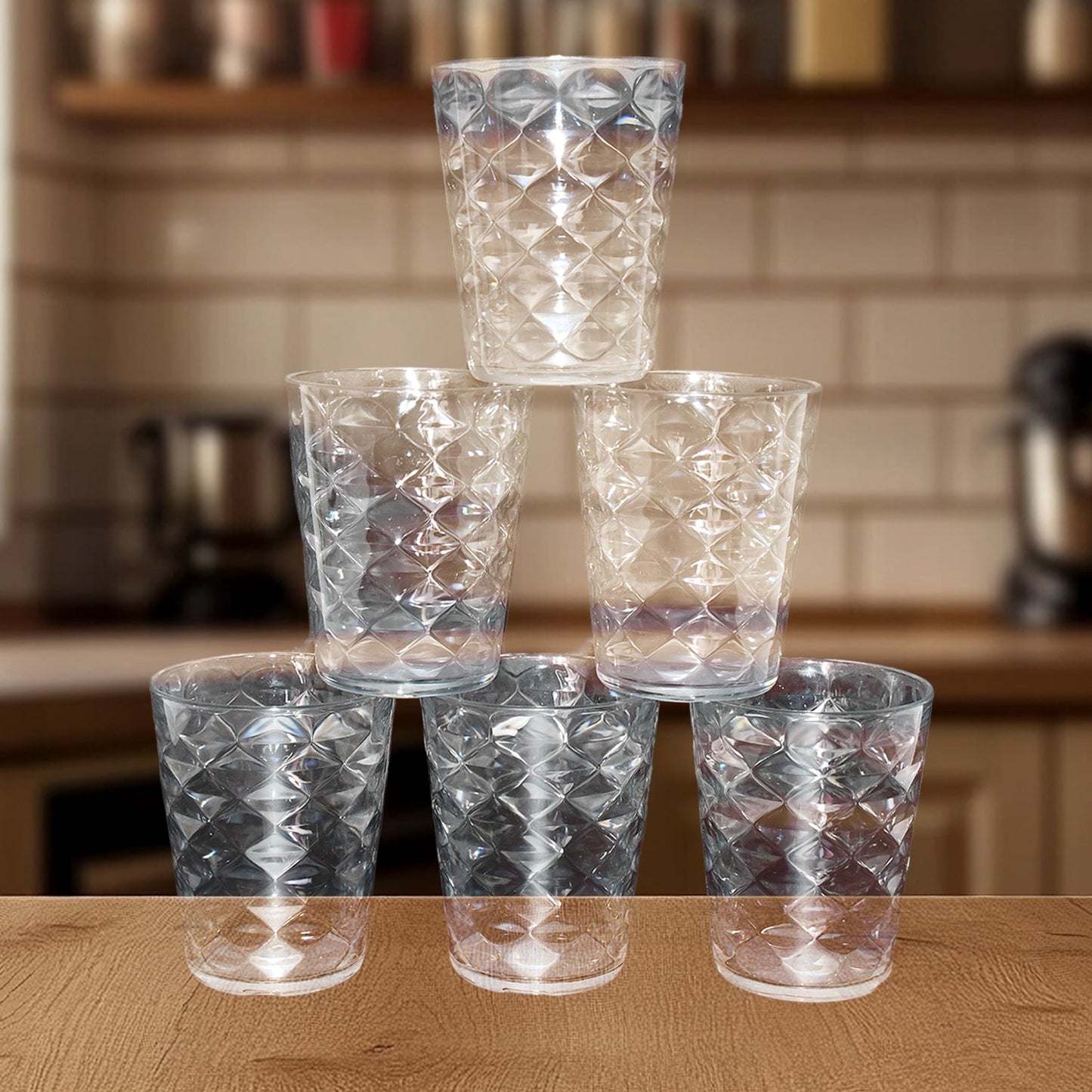 Durable pyramid plastic glass ideal for travel and parties