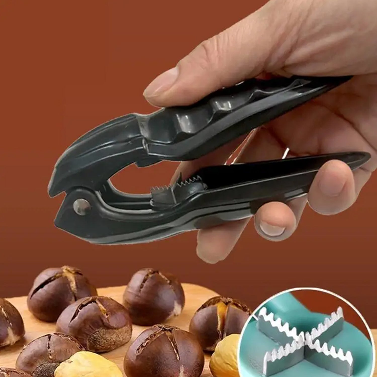 Ergonomic handheld nut and seafood cracker tool for strong grip