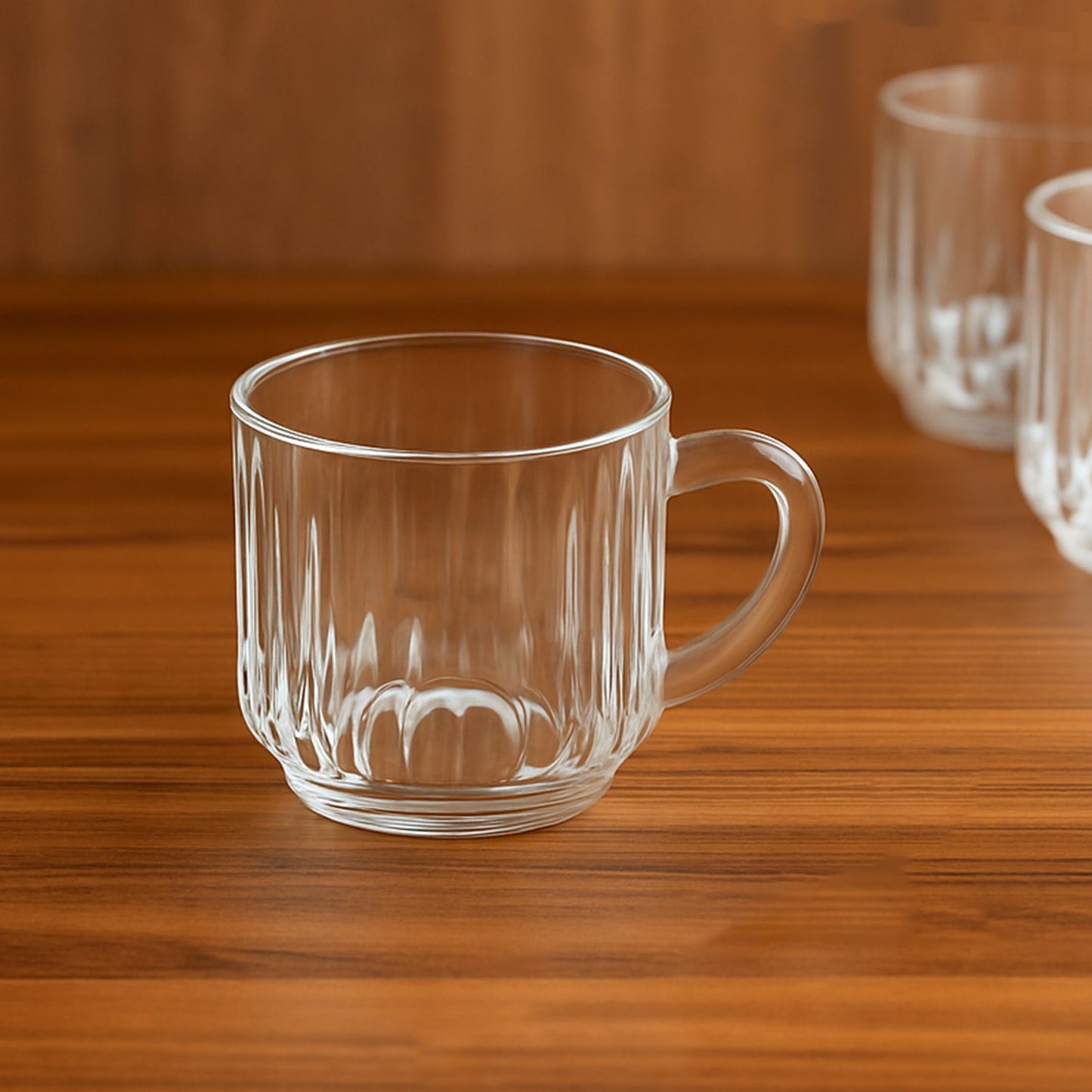 Set of 6 unbreakable transparent plastic tea cups with handles