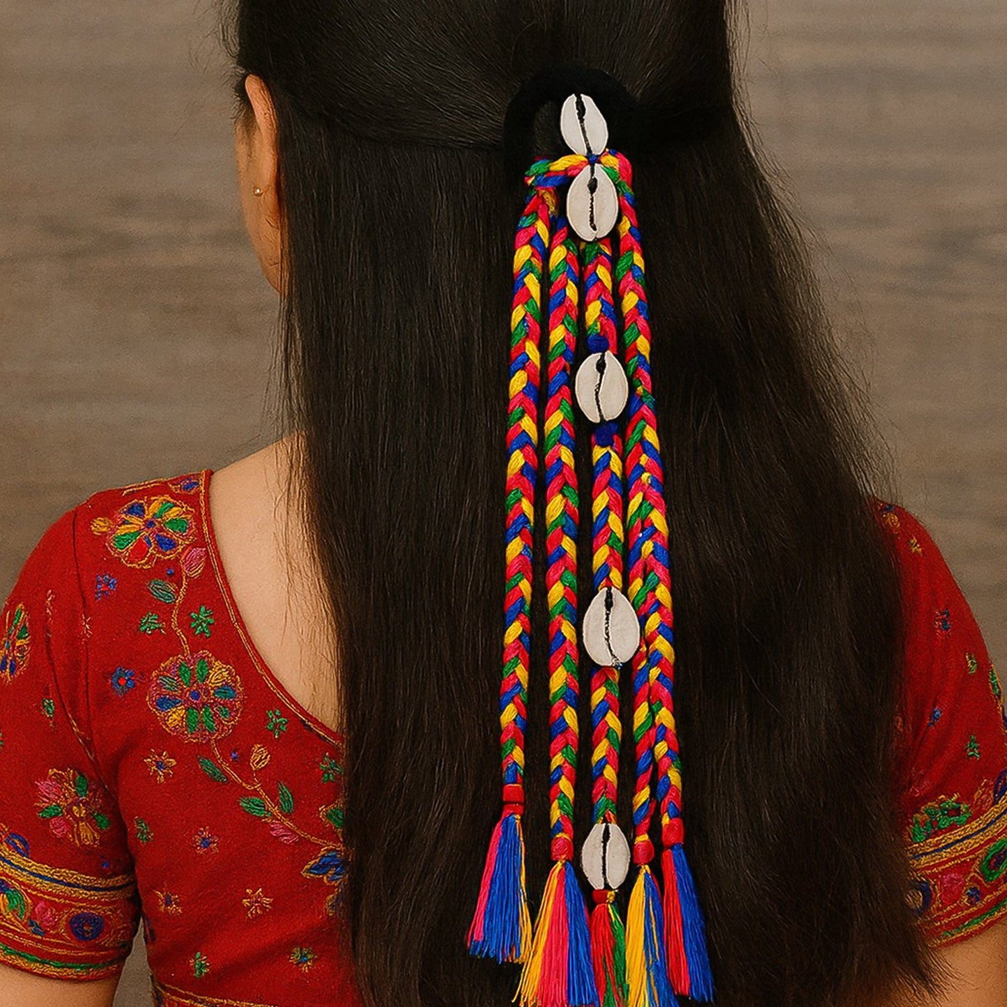 Multicolor braided hair band with elastic for ethnic and everyday wear