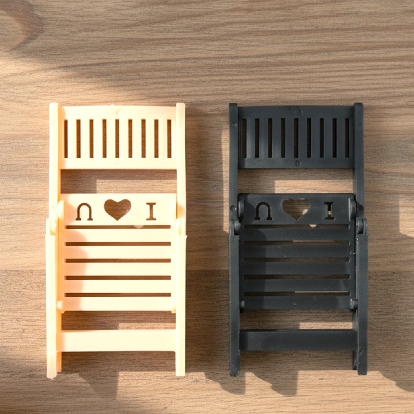 Adjustable mini chair mobile phone stand holder side view