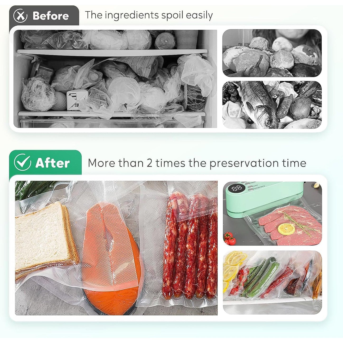 Smart rechargeable food vacuum sealer with multi-mode sealing