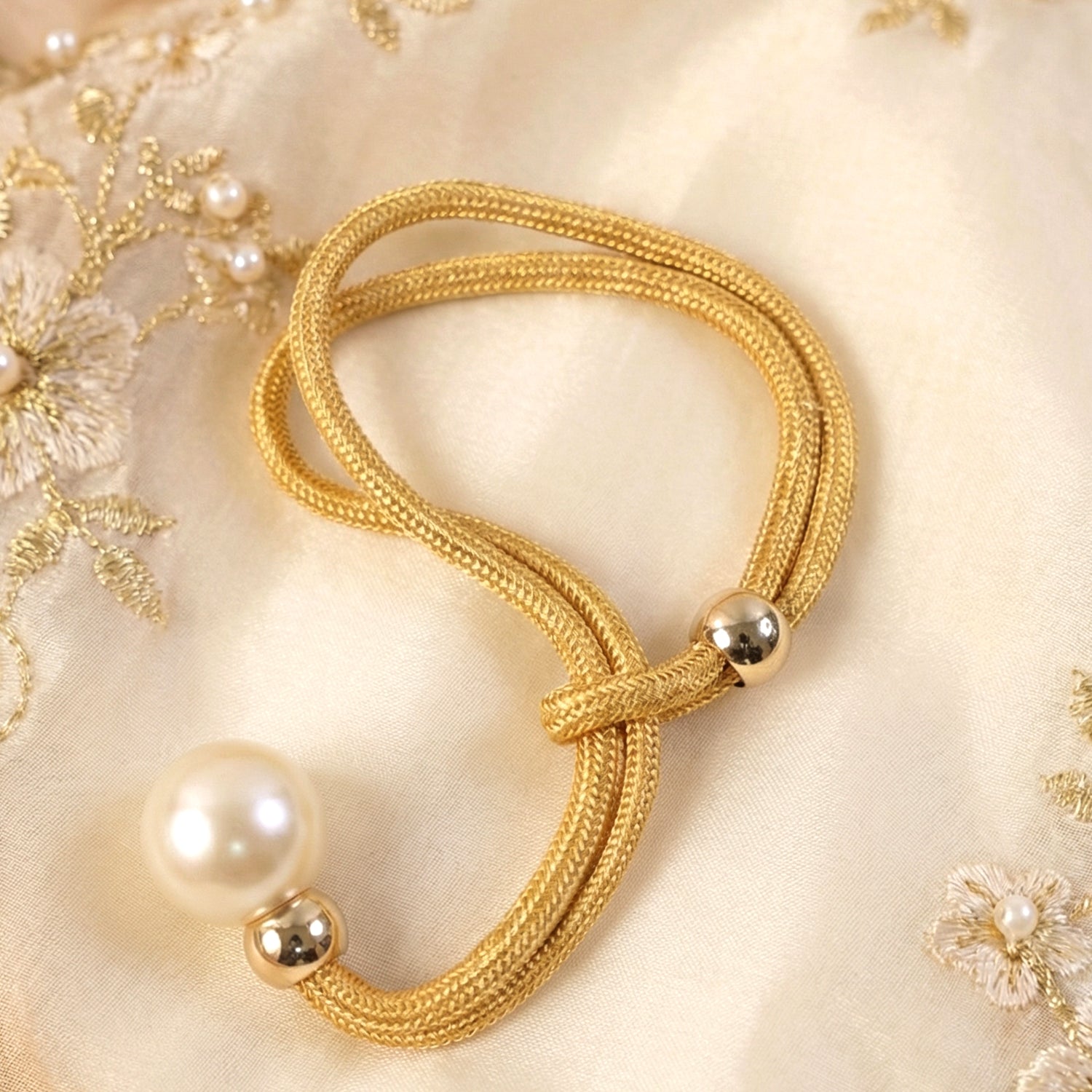 Stylish drapery tieback strap with pearl embellishment for window curtains