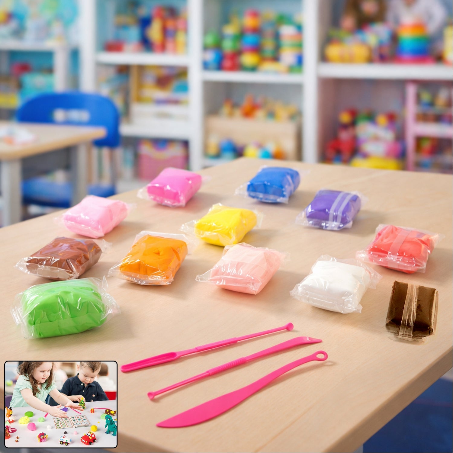 Antibacterial kids clay set with 12 vibrant colours for creative play