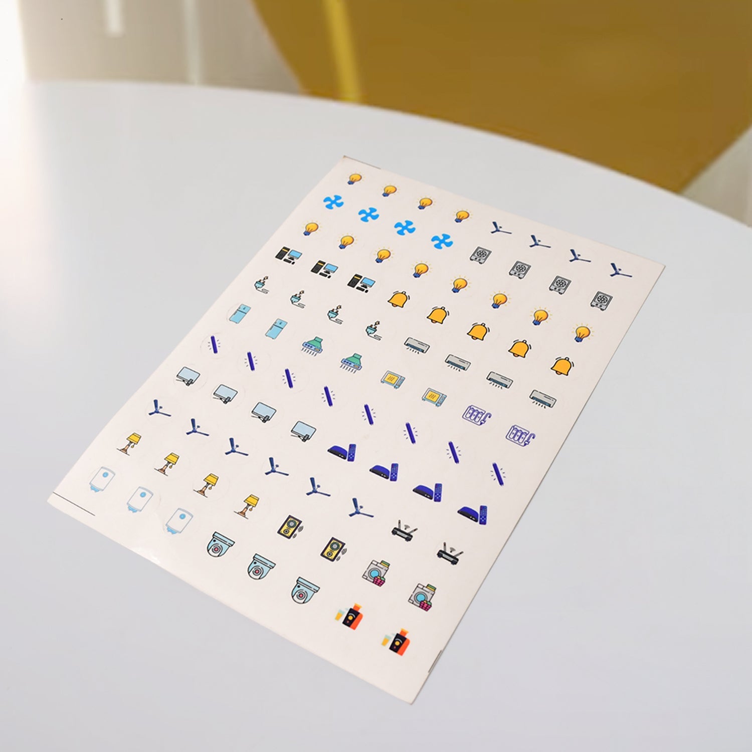 Colorful switch icon sticker sheet for organizing home electrical switches