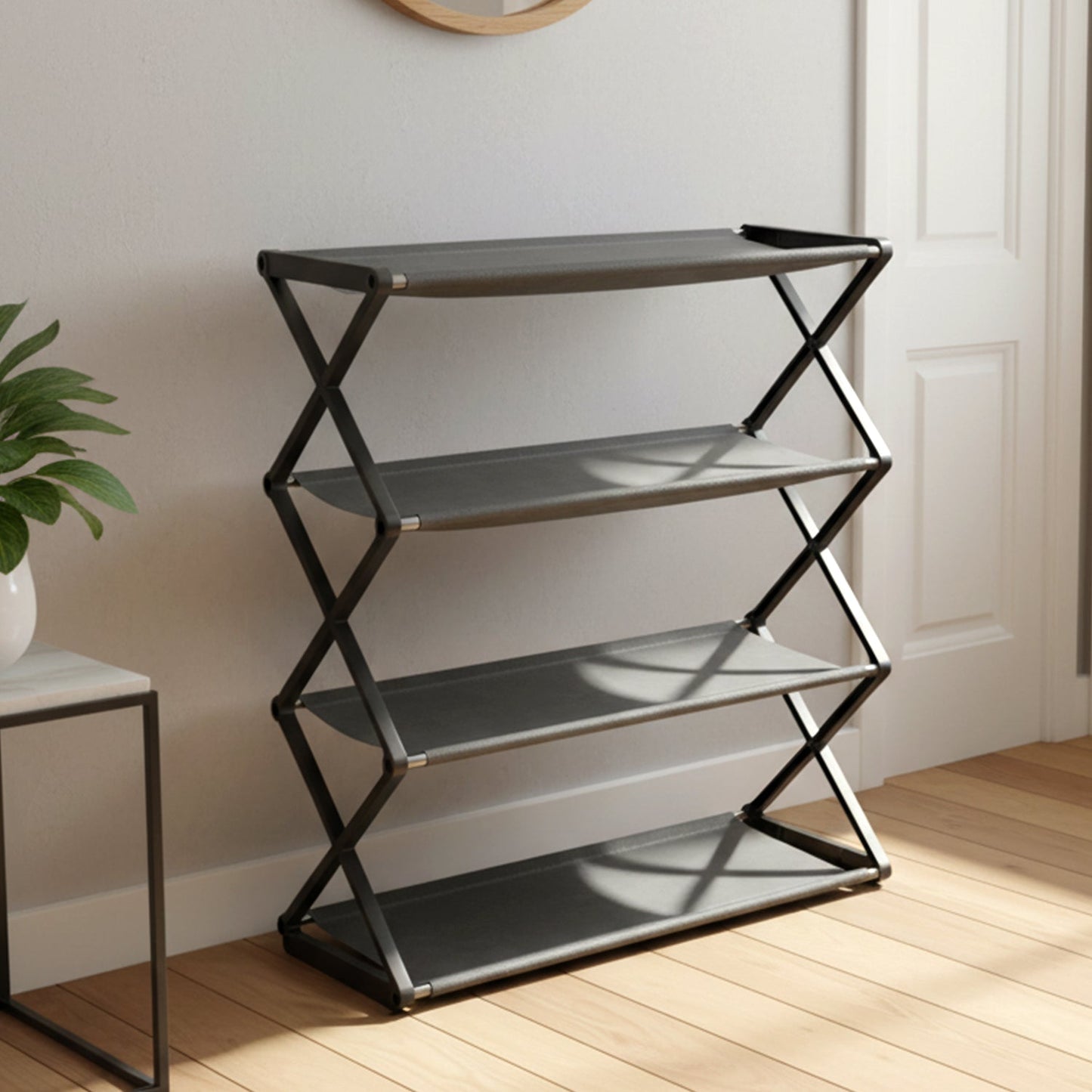 Foldable closet shoe organizer for small spaces