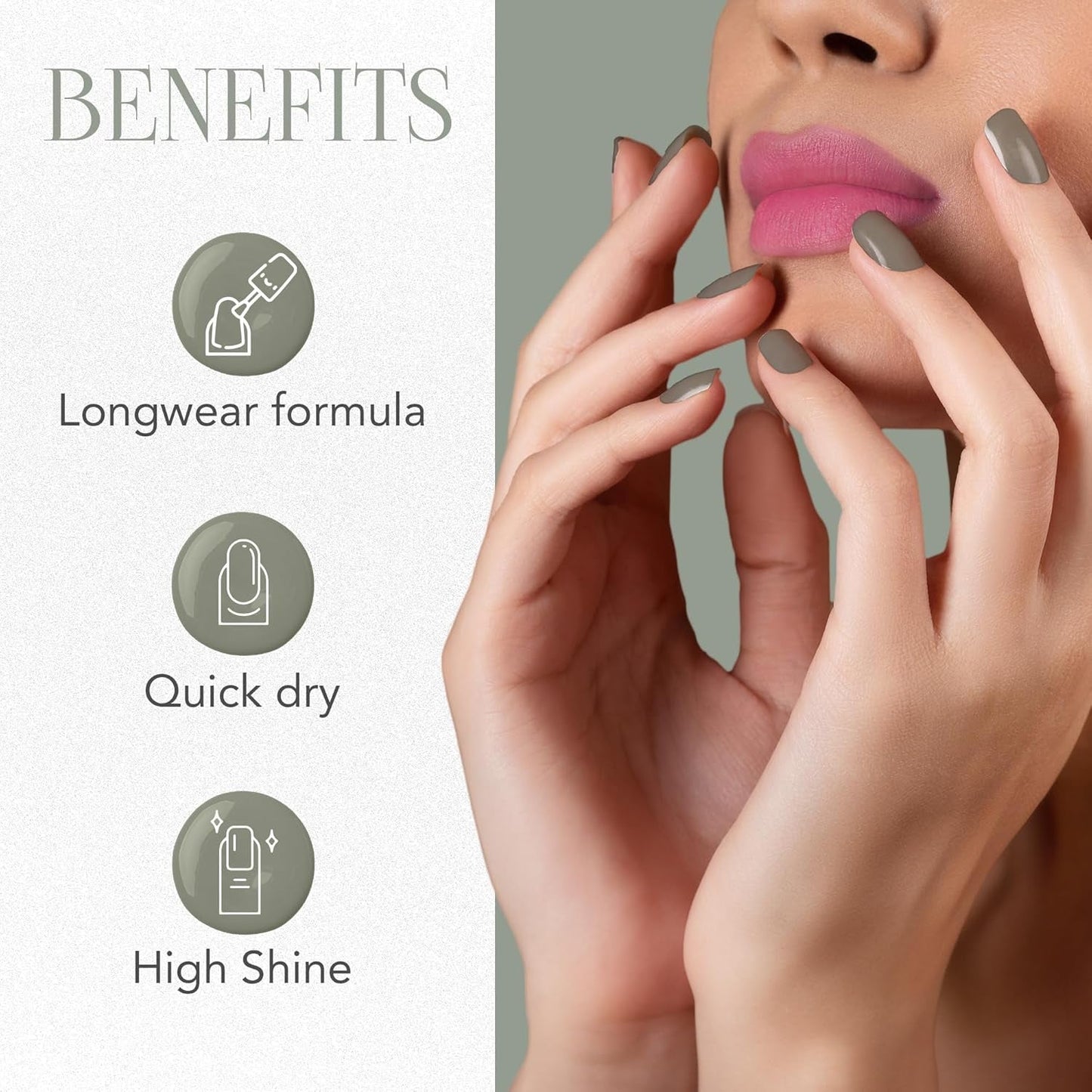 Compact pearl grey gel nail polish for professional quality manicures