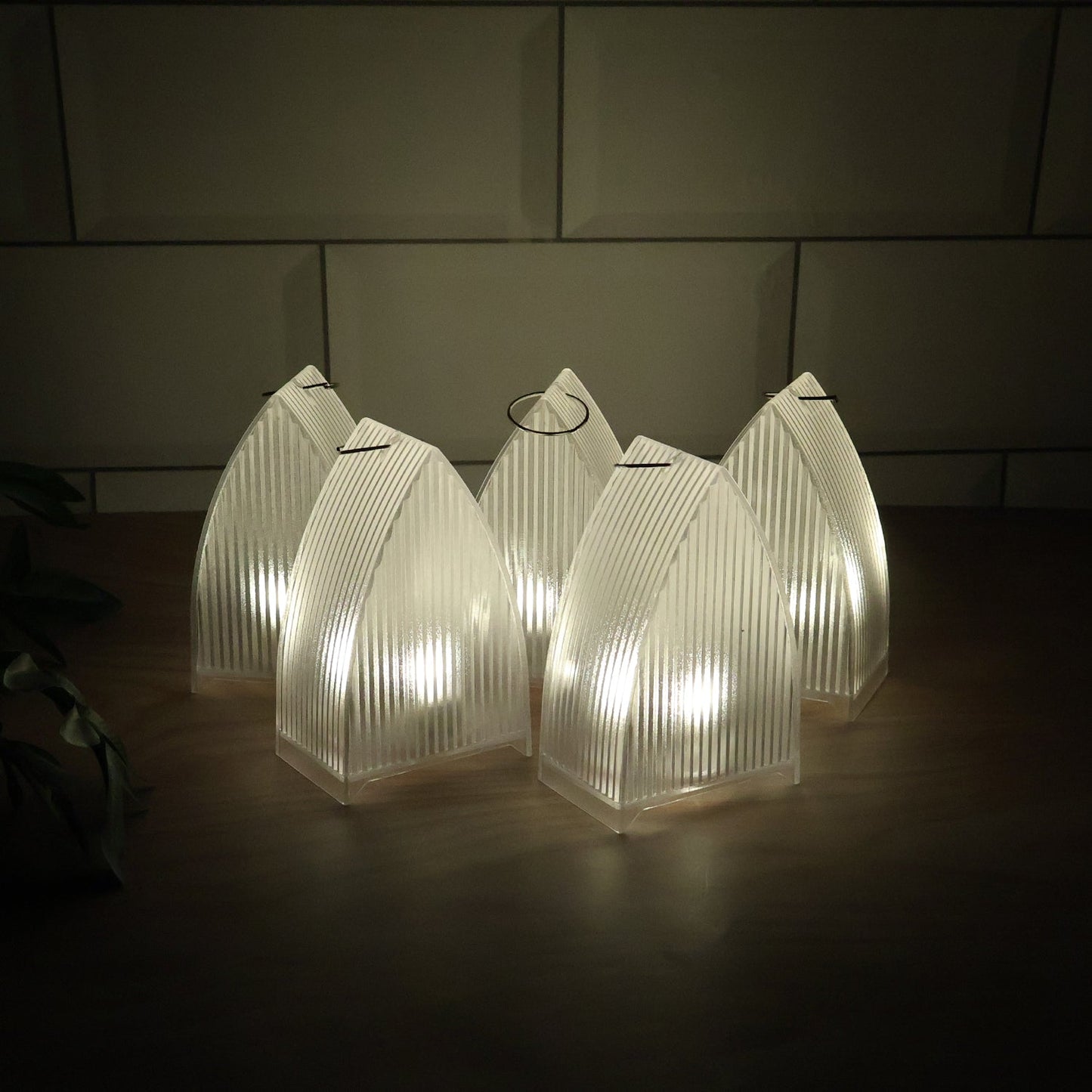 Set of 5 LED flameless lantern lights with warm glow for home decor