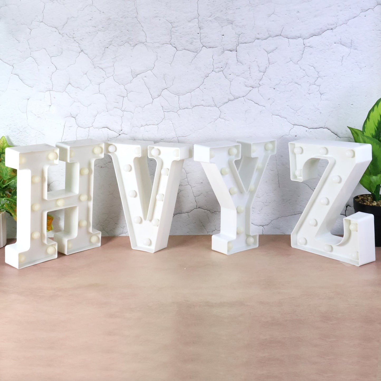 Battery operated LED decorative night light glowing on table in kids room