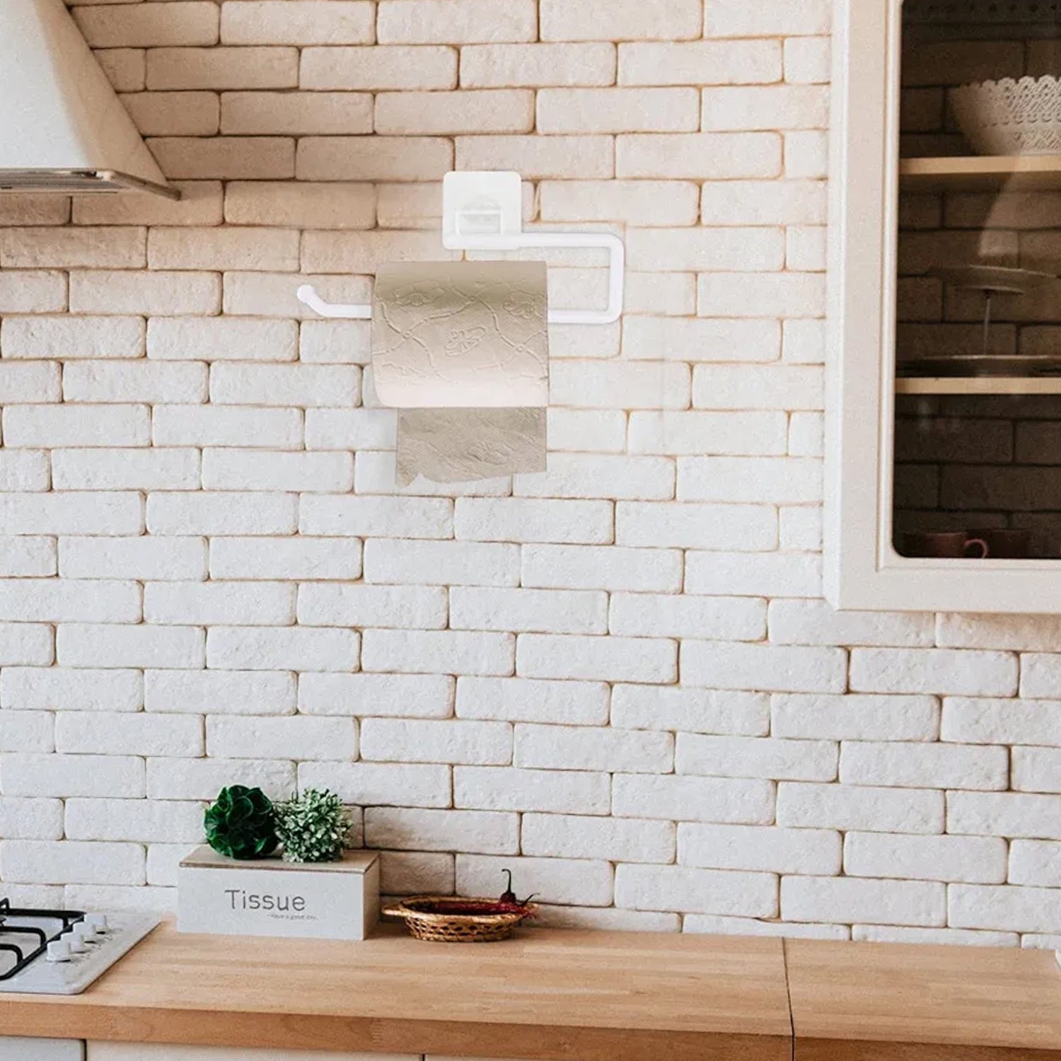 Kitchen organizer wall mount paper towel holder with suction cup