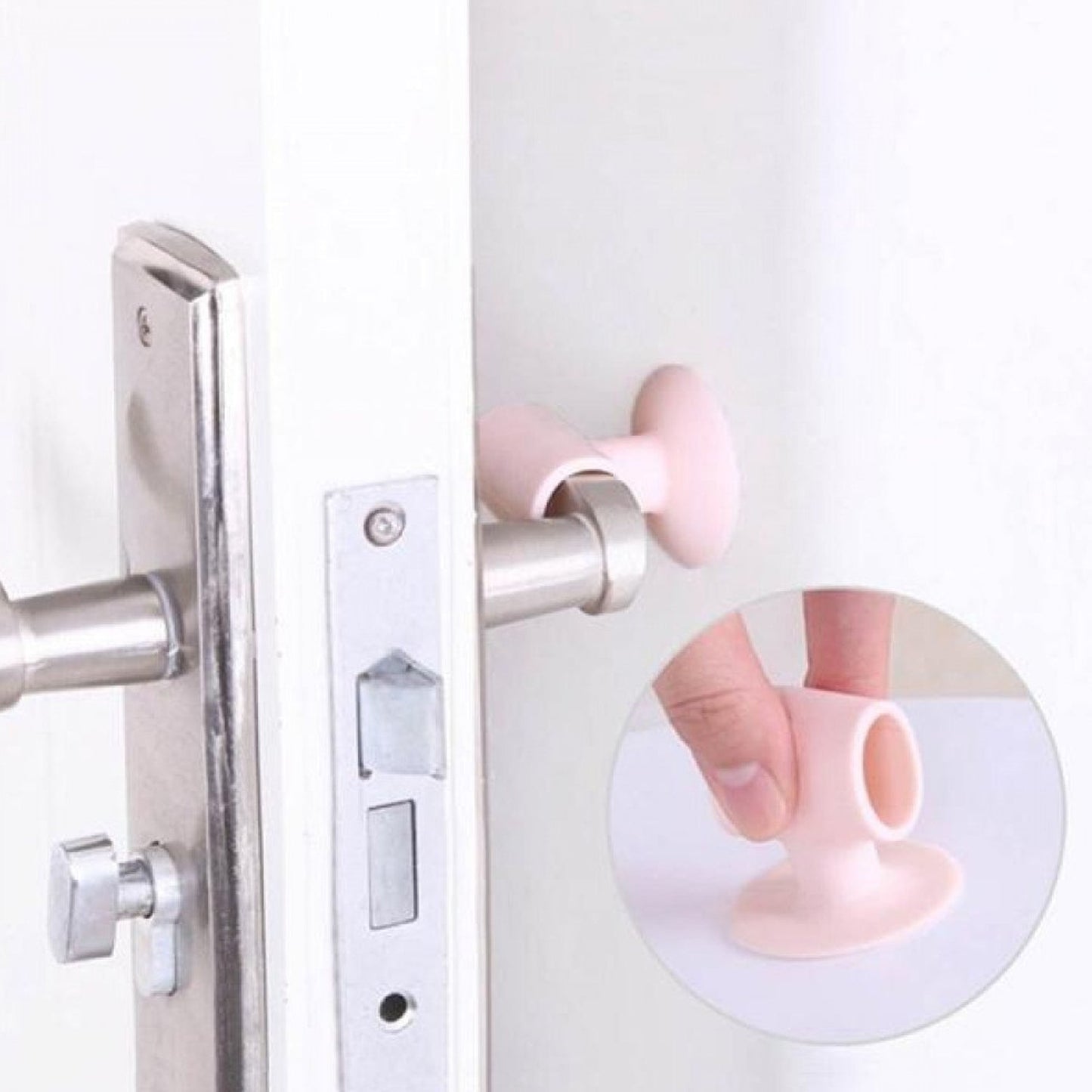 Silicone door stopper holding keys and cables neatly