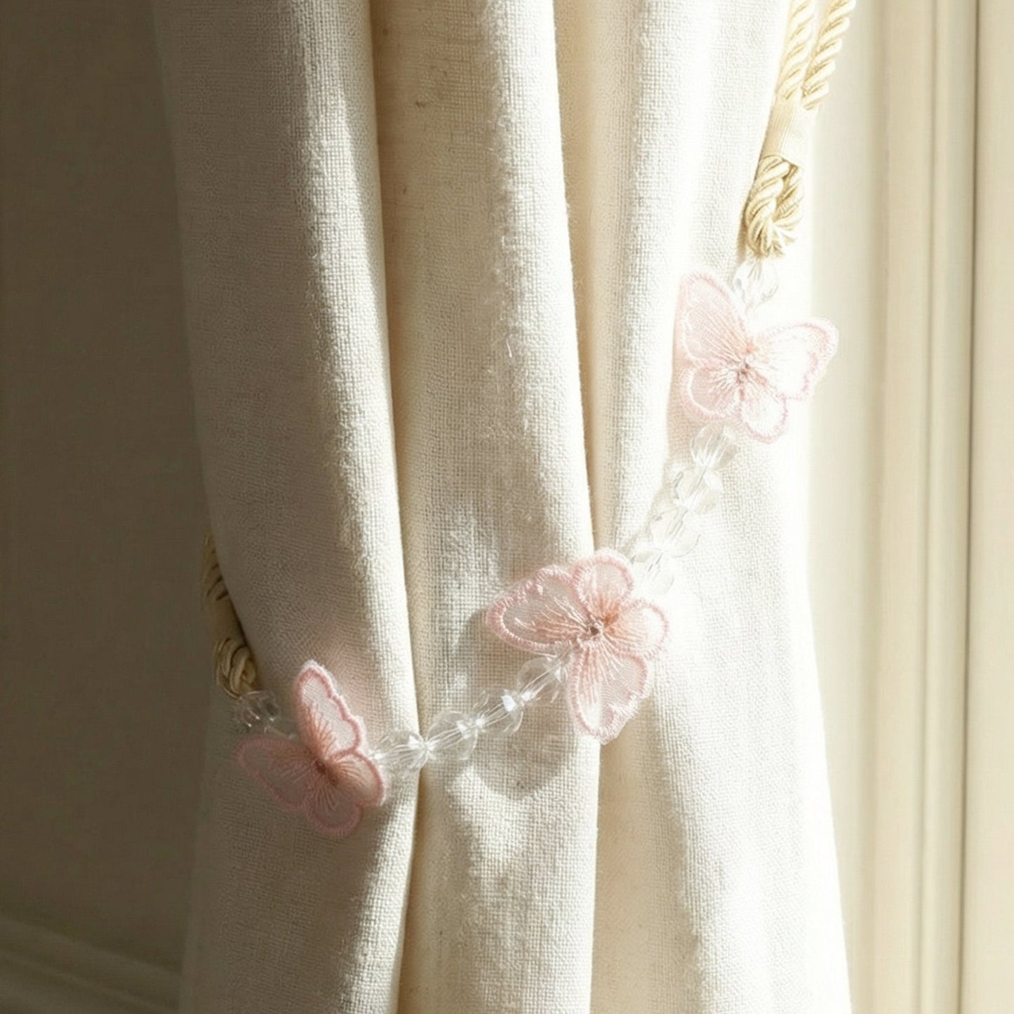 Premium beaded curtain strap with elegant butterfly detail