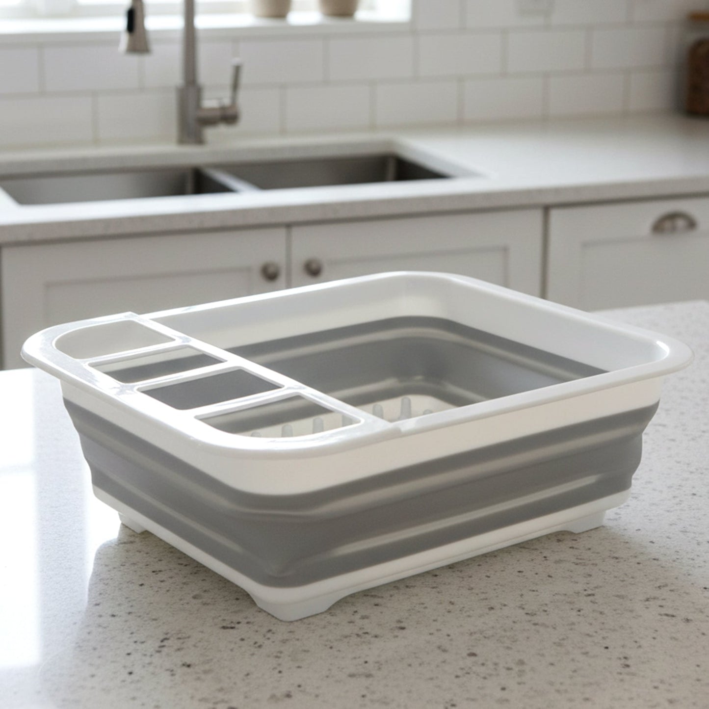 Folded dish drying rack for compact storage