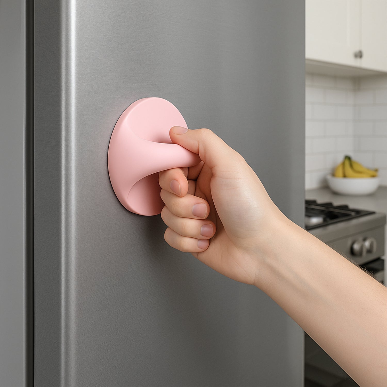 Sticky adhesive back of plastic handle grip revealed