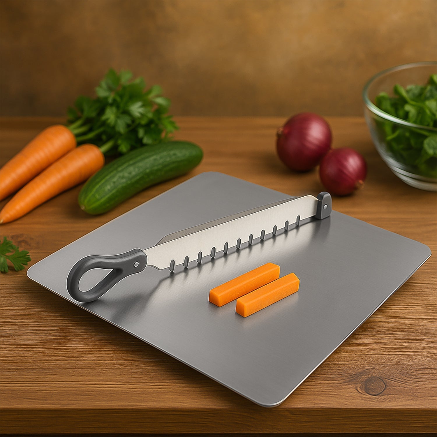 Vegetable and fruit slicer tool made of stainless steel for easy chopping