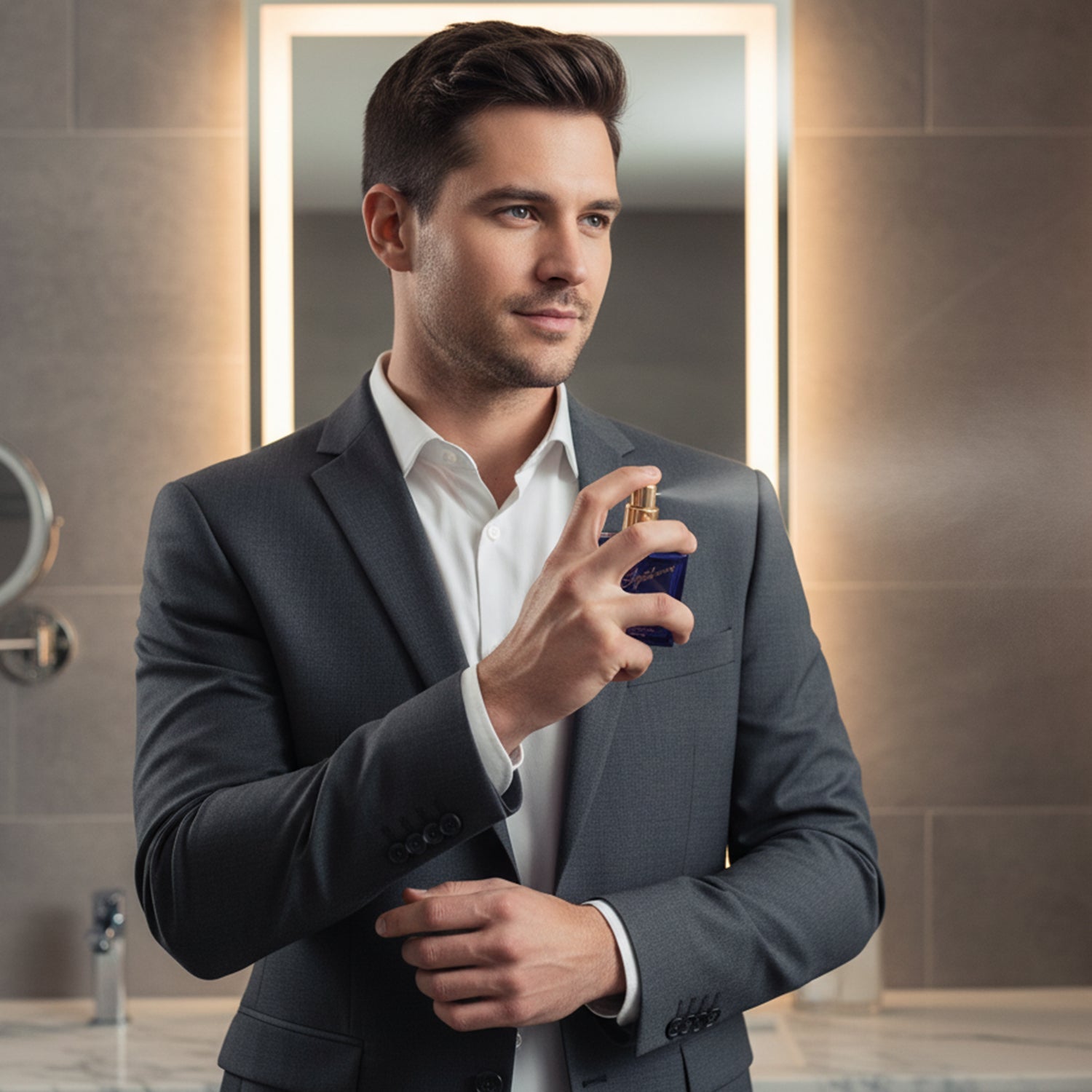 Elegant blue perfume bottle for men by Signature