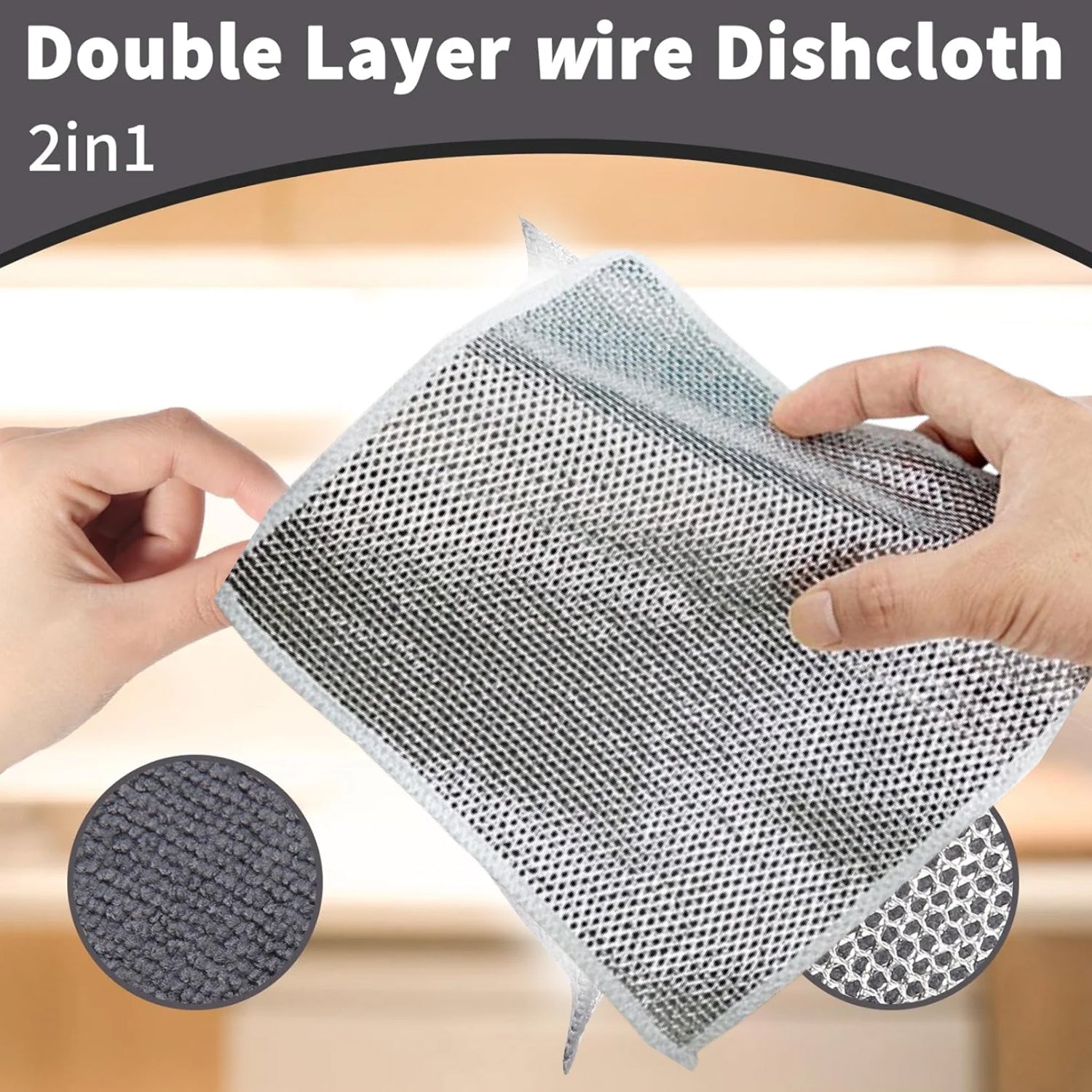 Close-up of bottle cleaning brush and scrub pad for kitchen use