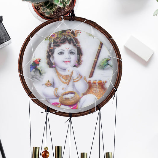 Krishna Dream Catcher Wind Chime with medallion and melodic tubes