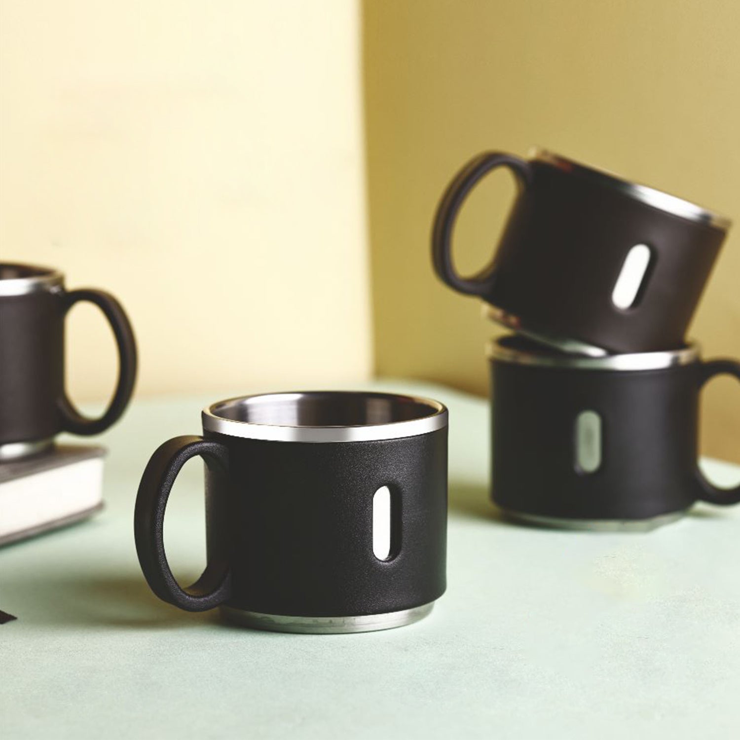 Mirror finish stainless steel coffee mug from the Apex desk mug set