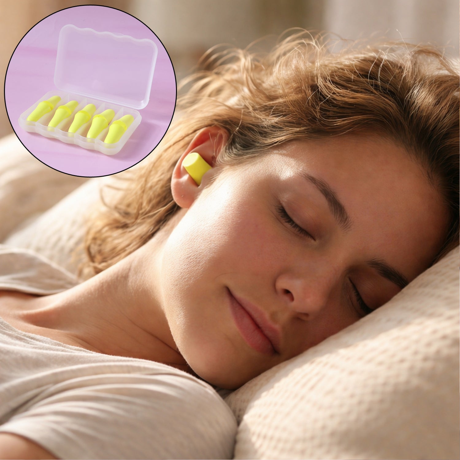 Close-up of foam ear plugs showing soft noise-reducing material