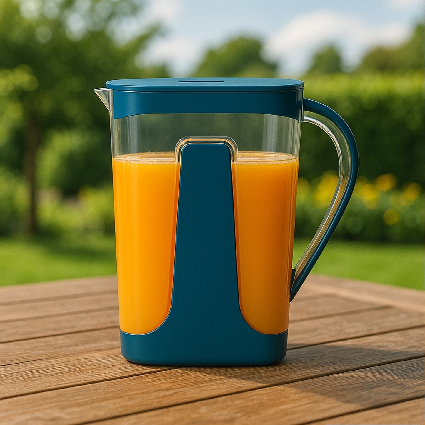 Close-up of clear water jug with secure lid for beverages